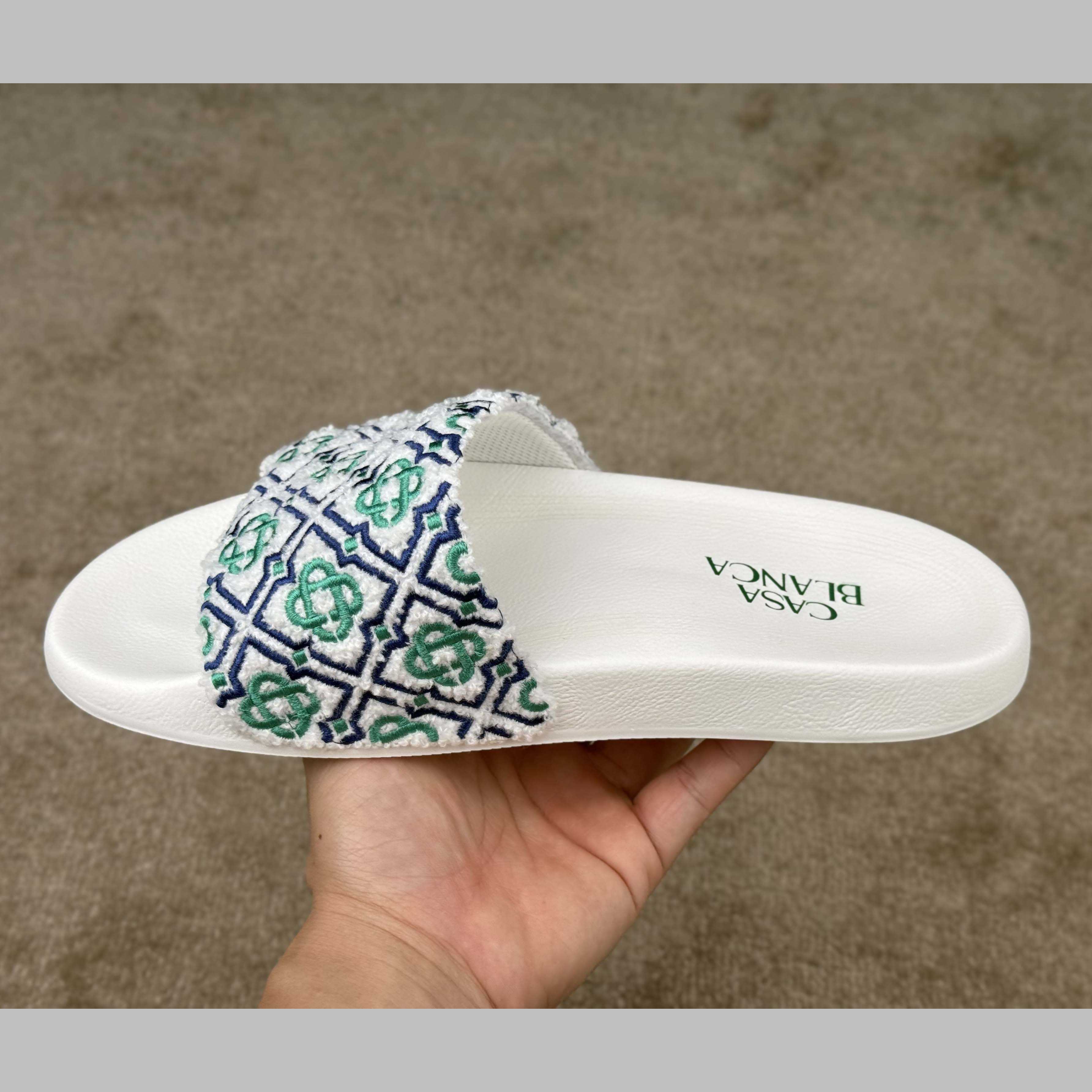 Casablanca Embroidered-monogram Slides - FashionPlug