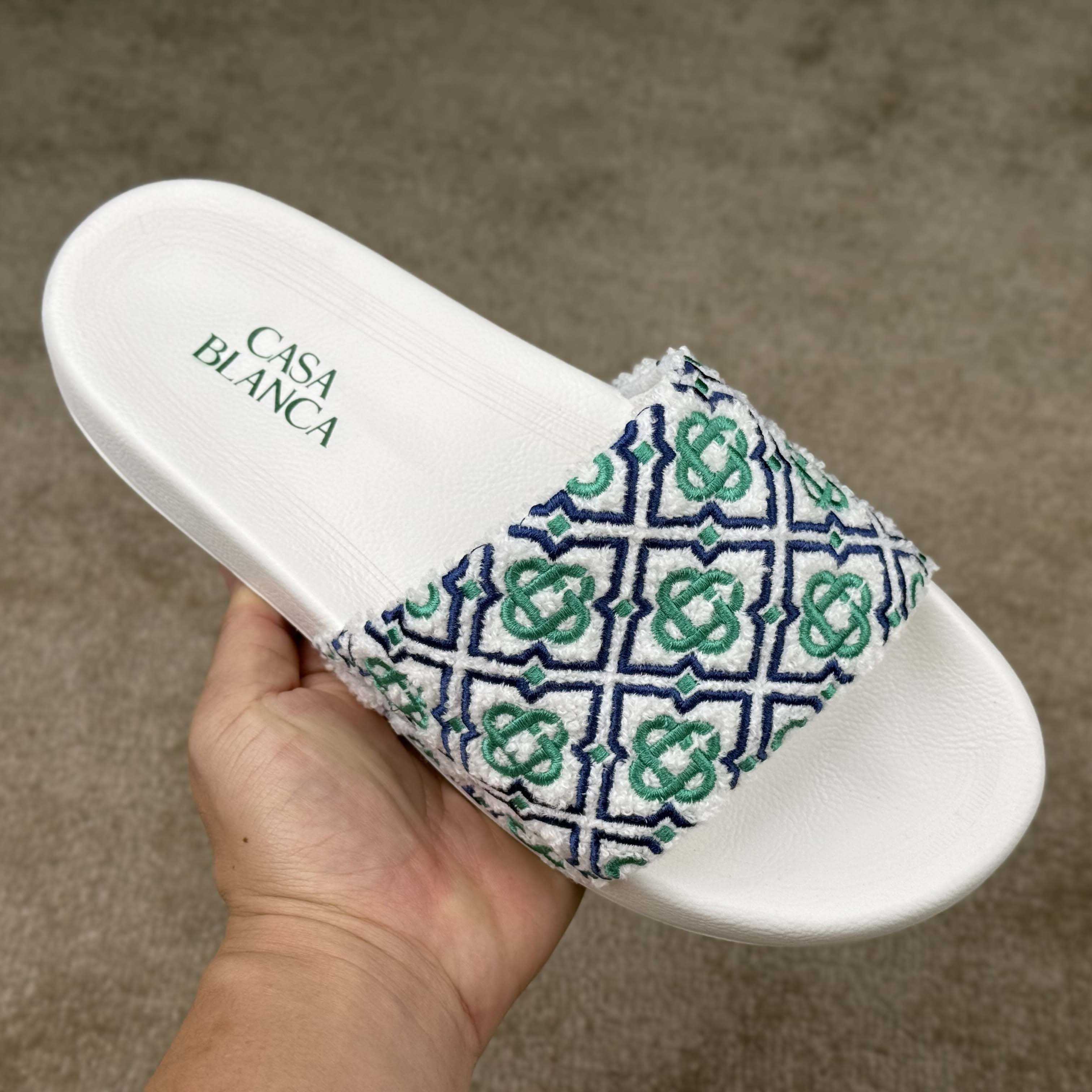 Casablanca Embroidered-monogram Slides - FashionPlug