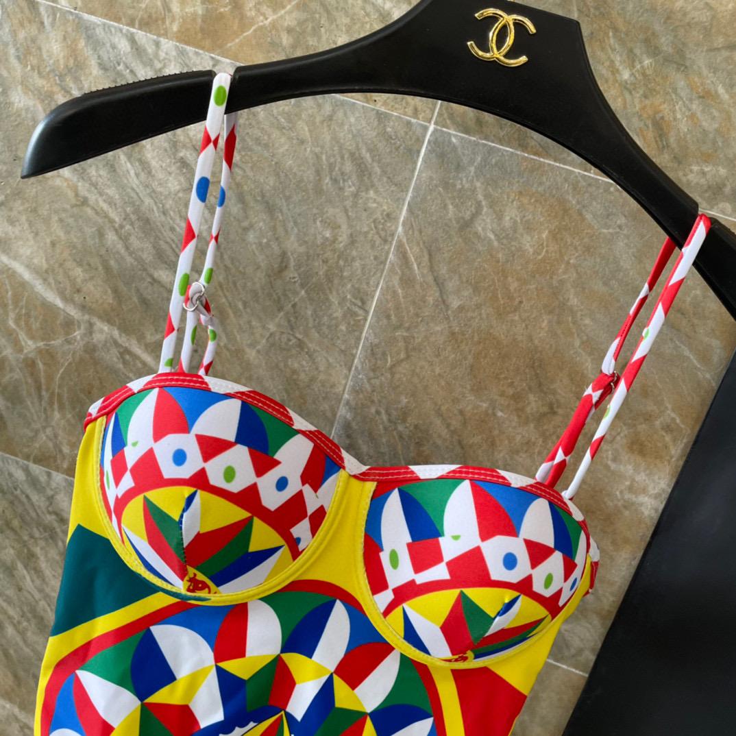 Dolce & Gabbana Carretto-print Balconette One-piece Swimsuit - FashionPlug