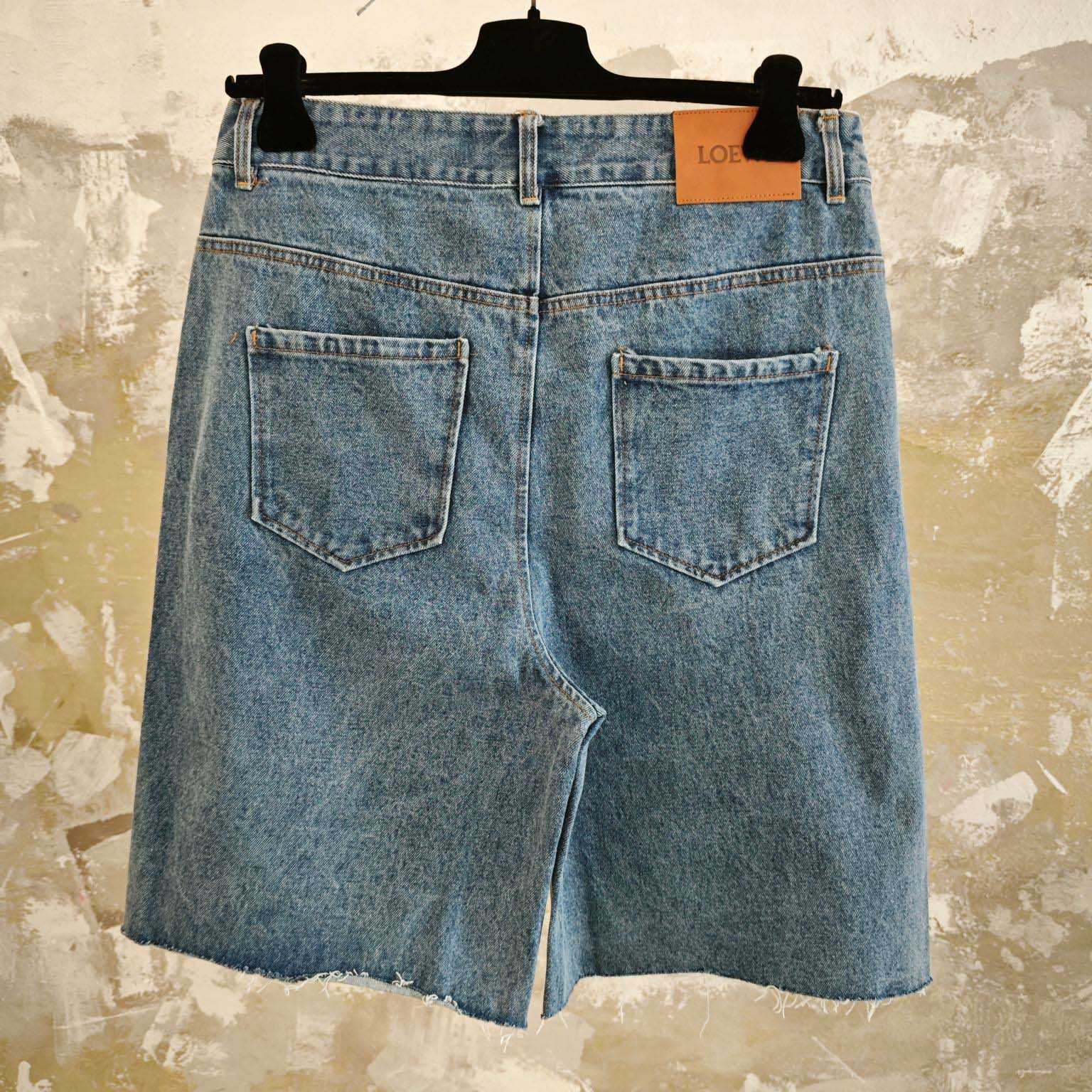Loewe Anagram Shorts In Denim - FashionPlug