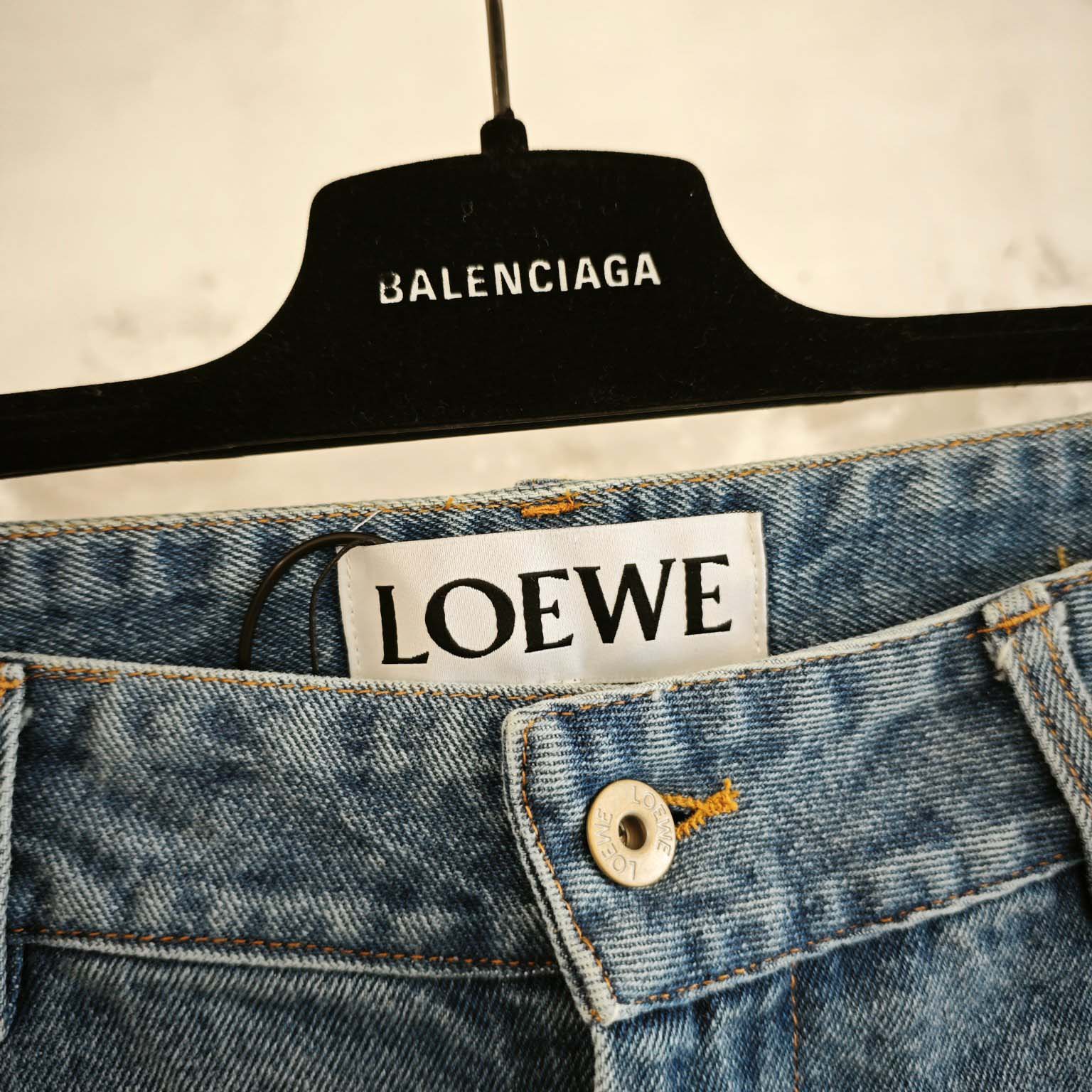 Loewe Anagram Shorts In Denim - FashionPlug