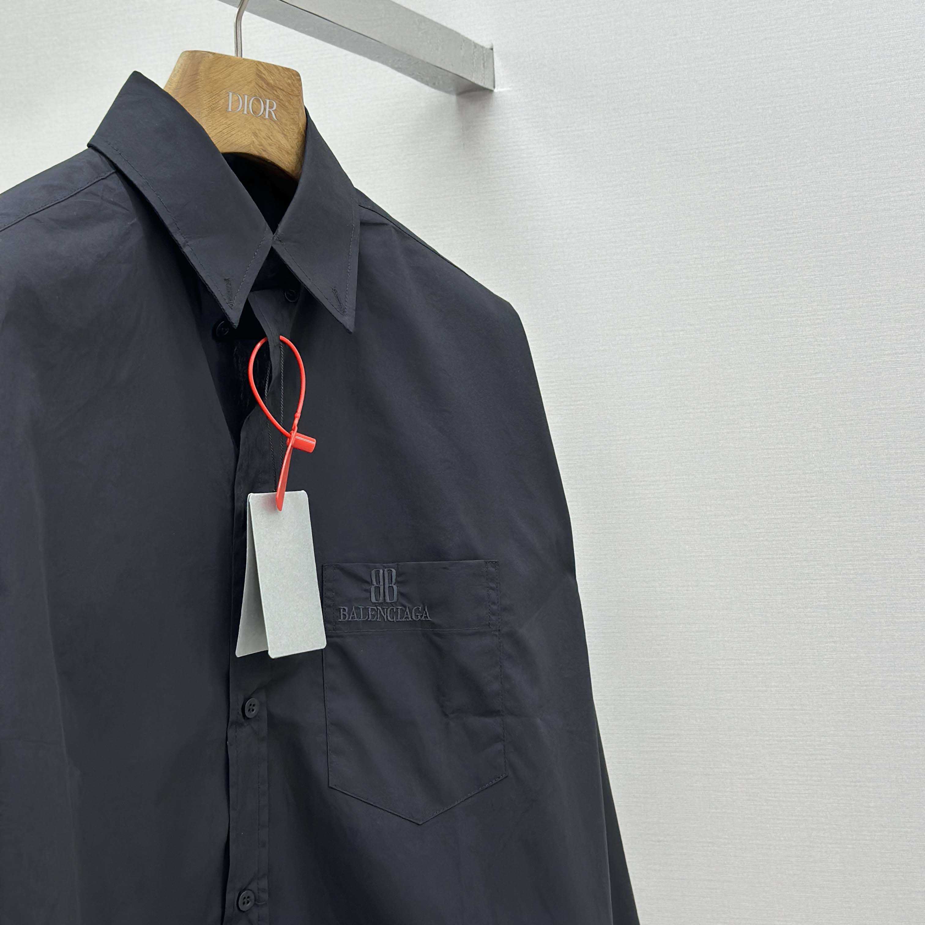 Balenciaga Large Fit Shirt In Black Cotton Poplin - FashionPlug