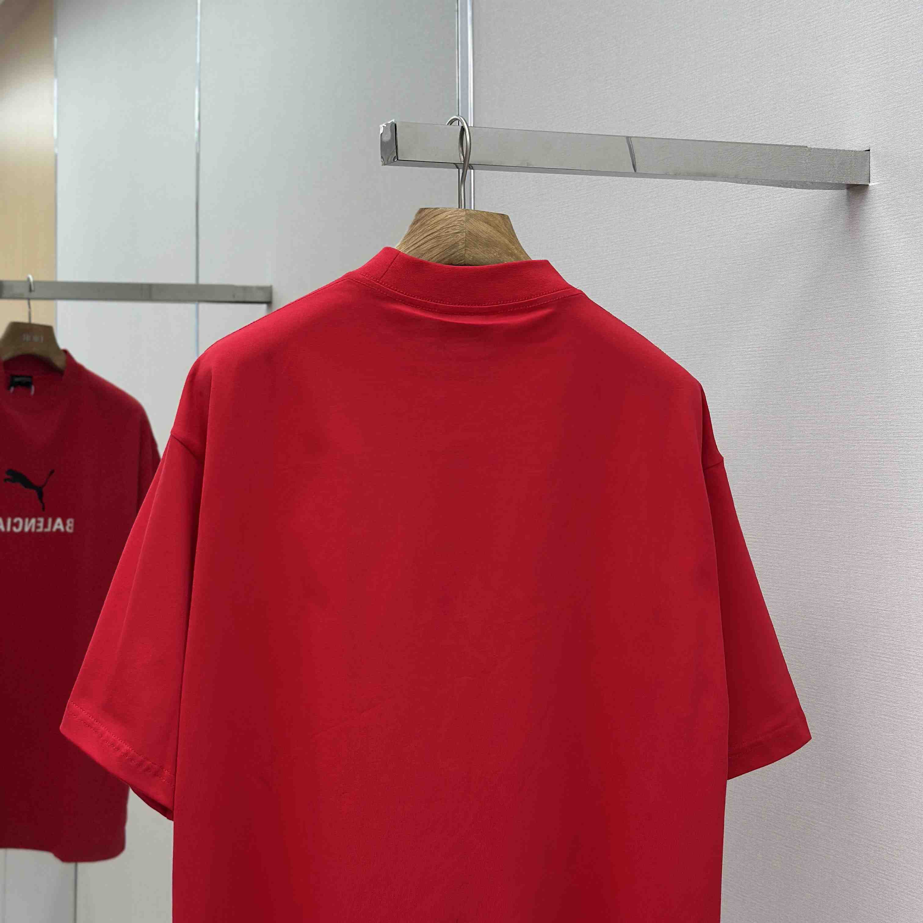 Balenciaga I PUMA Oversized T-Shirt in Red Dry Jersey - FashionPlug