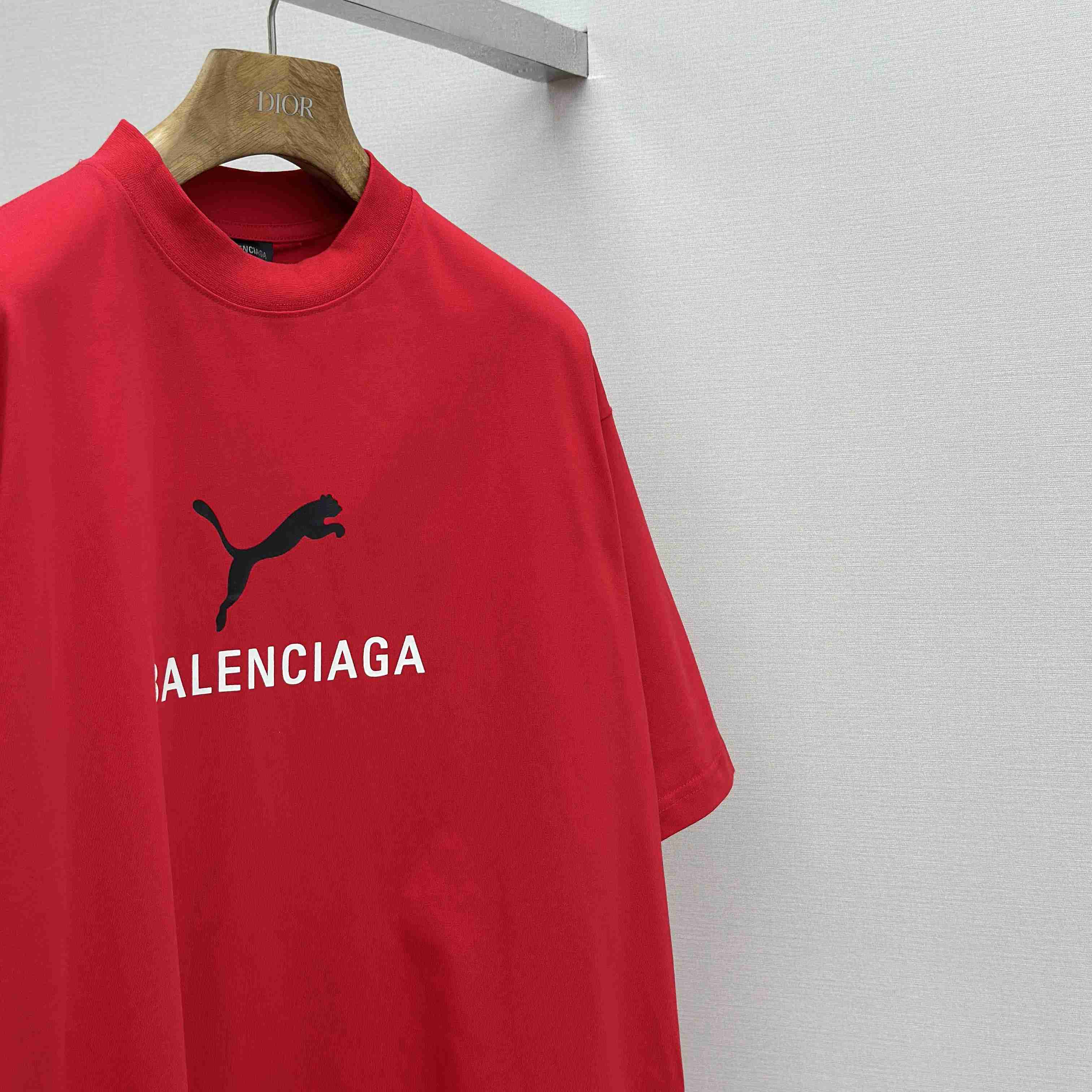 Balenciaga I PUMA Oversized T-Shirt in Red Dry Jersey - FashionPlug