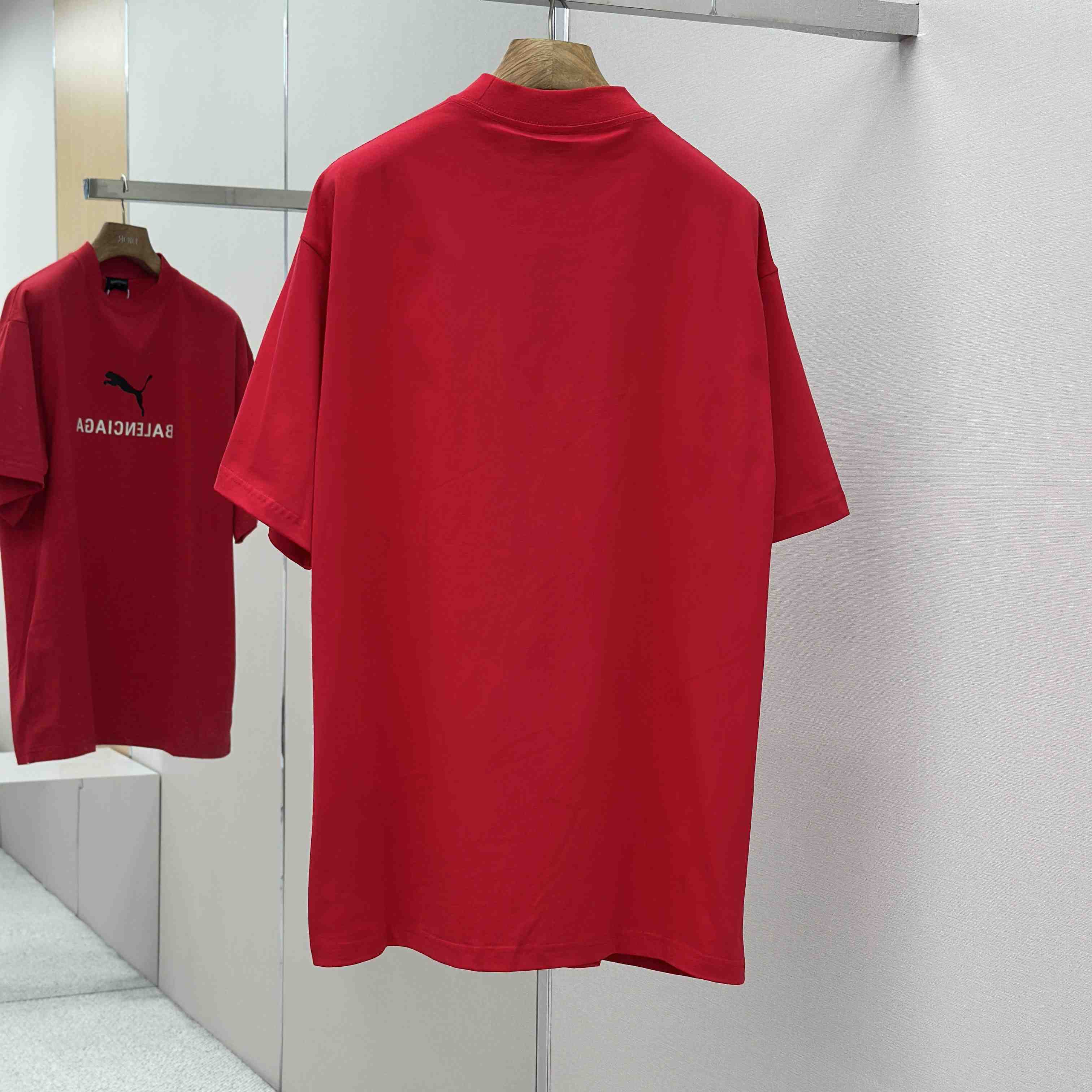 Balenciaga I PUMA Oversized T-Shirt in Red Dry Jersey - FashionPlug