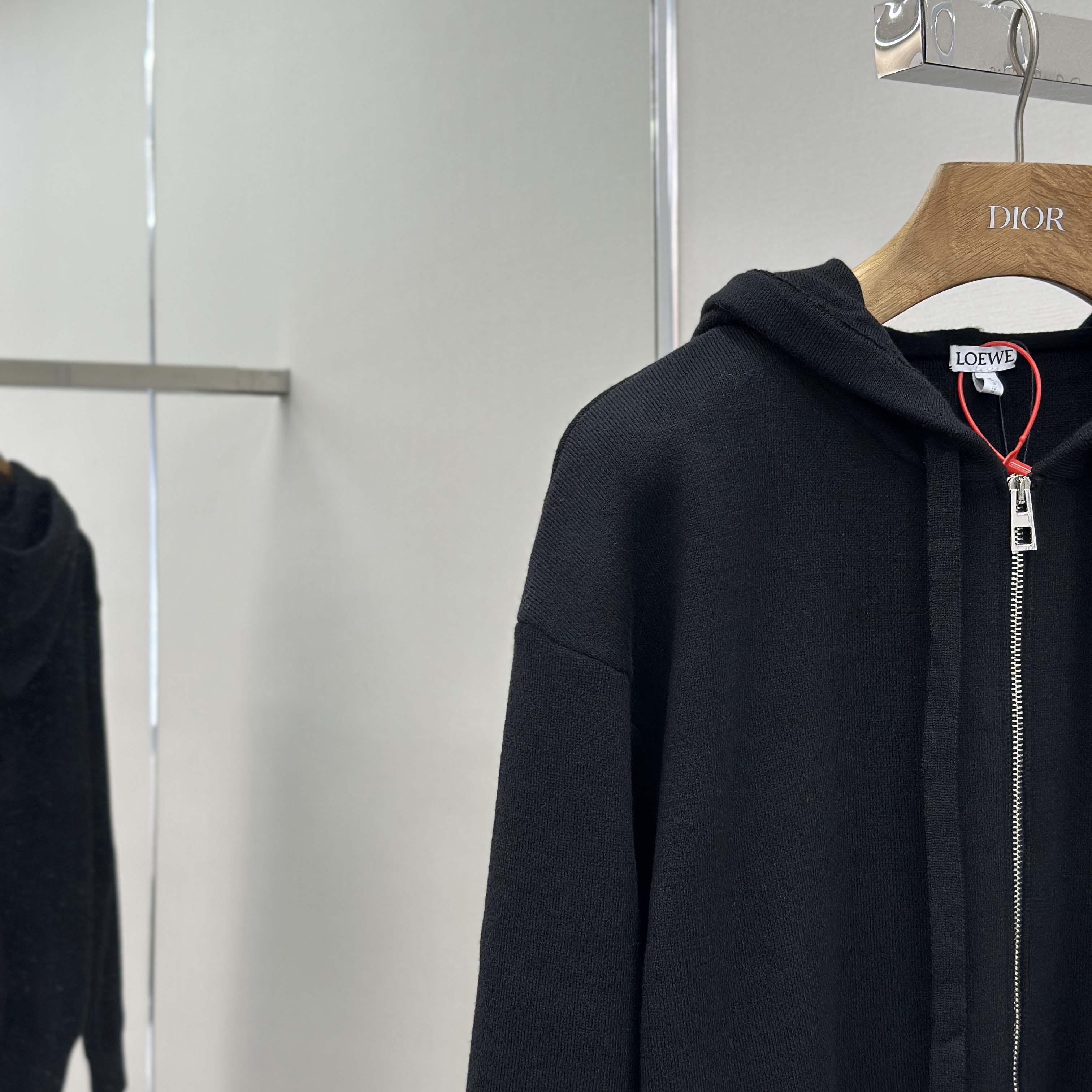 Loewe Anagram Zip-up Hoodie In Wool - FashionPlug