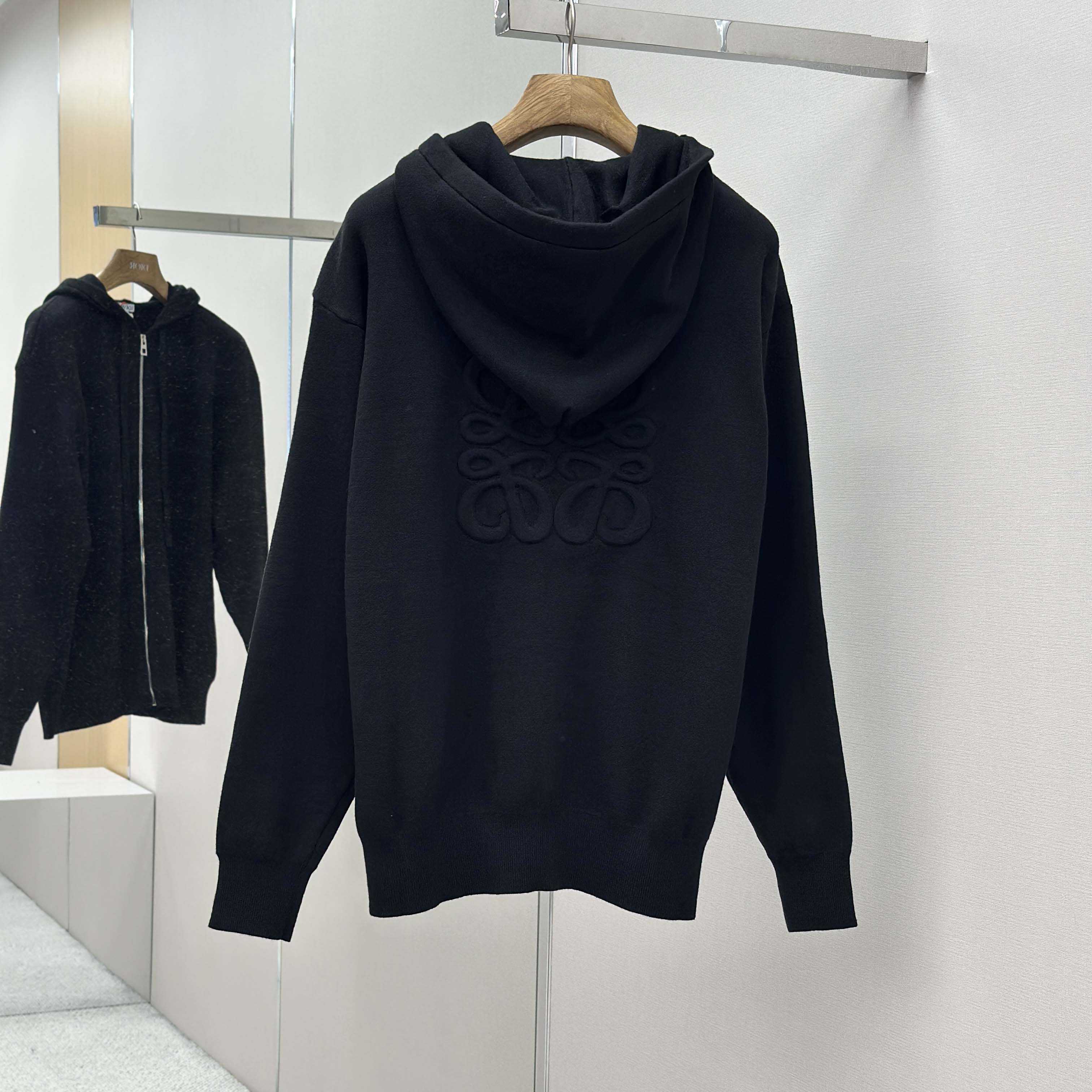 Loewe Anagram Zip-up Hoodie In Wool - FashionPlug