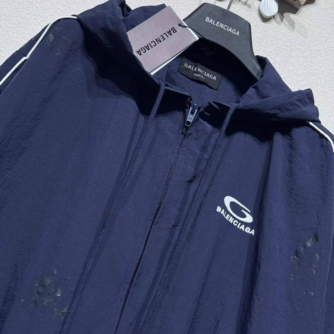 Balenciaga Painter Tracksuit Jacket In Navy Techno Poplin - FashionPlug