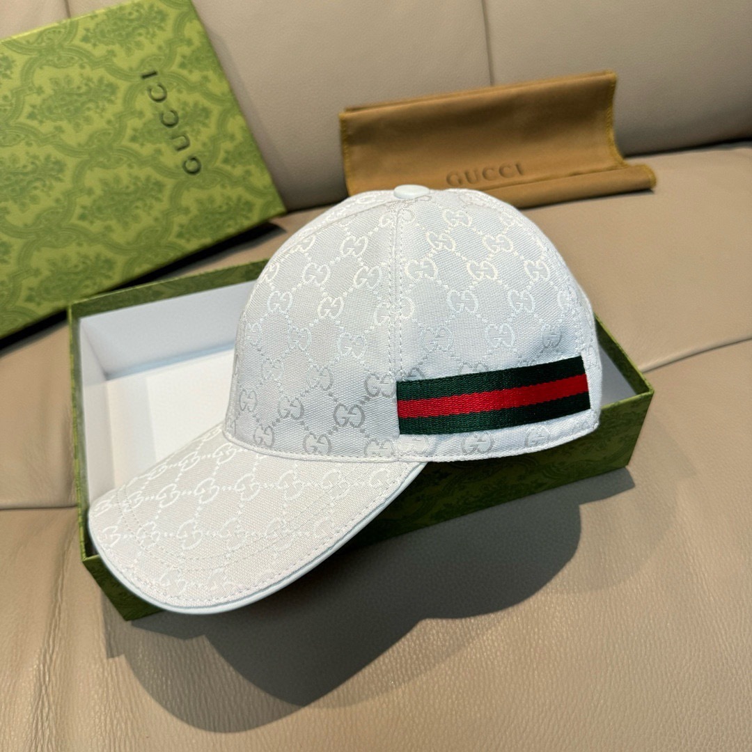 Gucci Original GG Canvas Baseball Hat With Web - FashionPlug