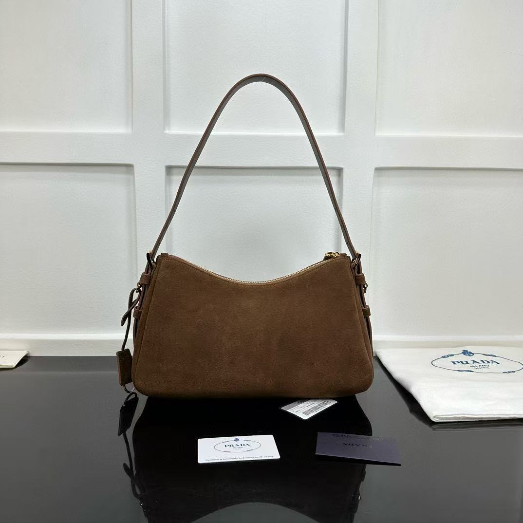 Prada Aimée Medium Suede Shoulder Bag - FashionPlug