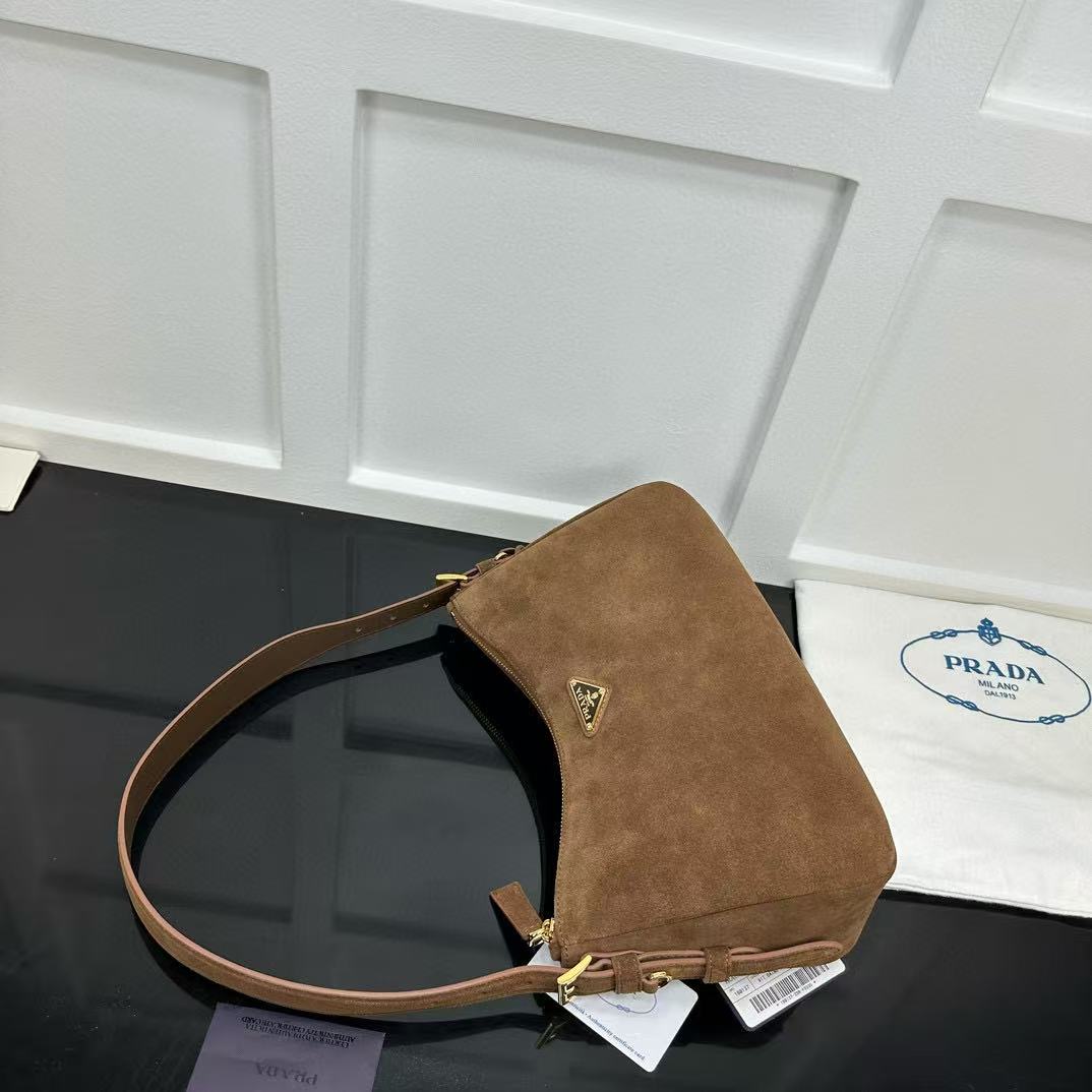 Prada Aimée Medium Suede Shoulder Bag - FashionPlug