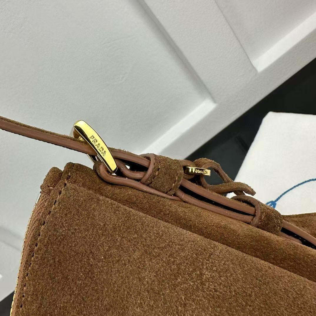 Prada Aimée Medium Suede Shoulder Bag - FashionPlug