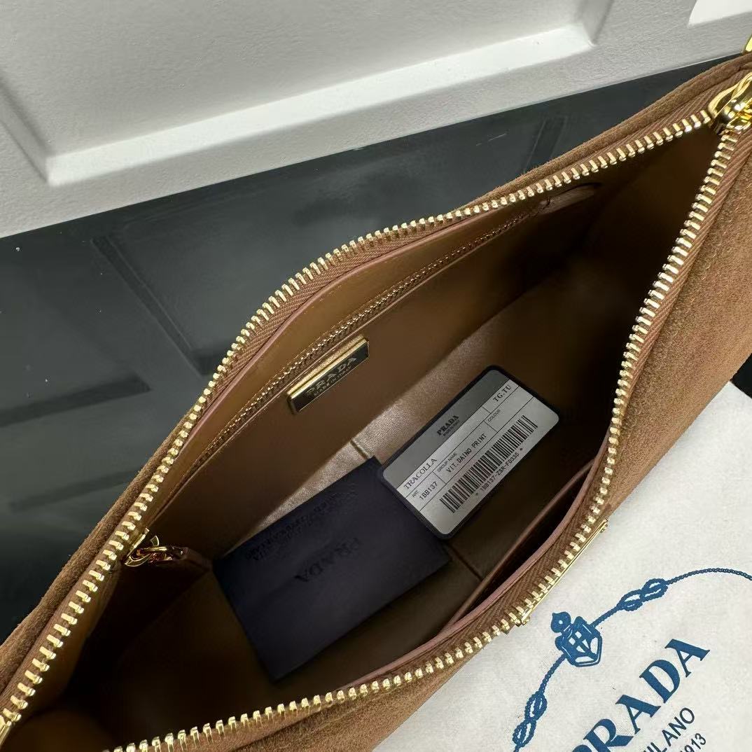 Prada Aimée Medium Suede Shoulder Bag - FashionPlug