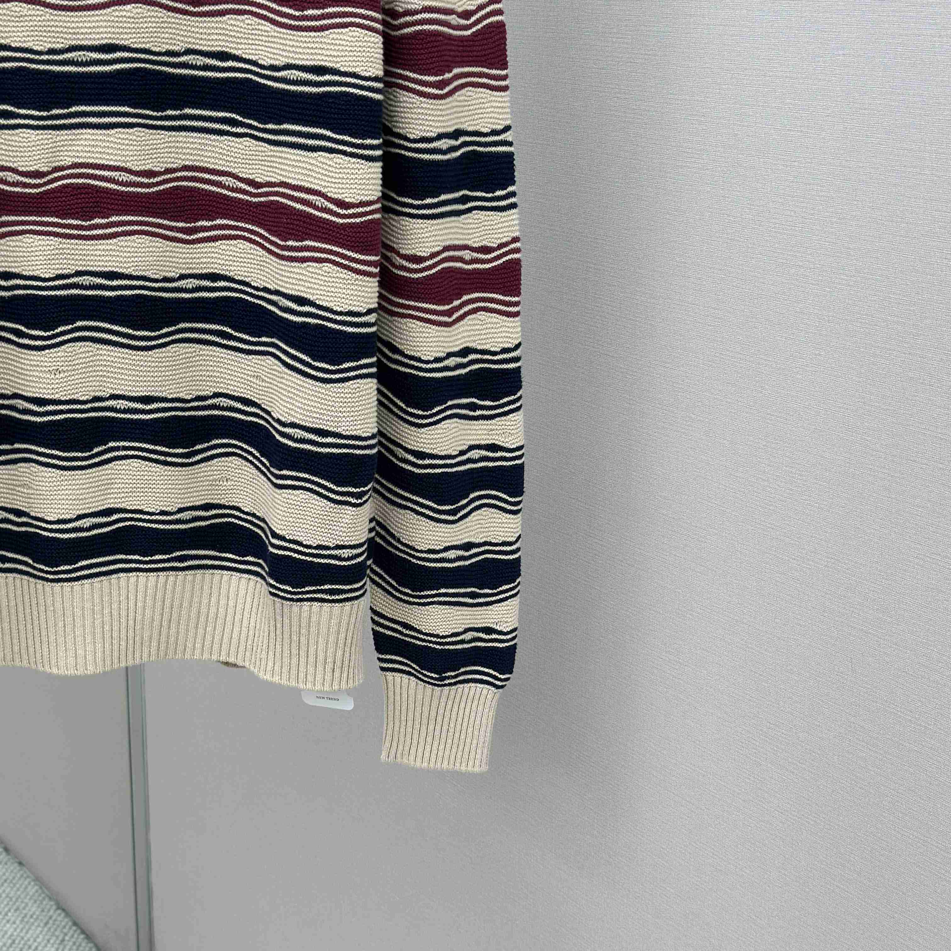 Bottega Veneta Men's Red Distorted Stripe Linen & Cotton Sweater  - FashionPlug