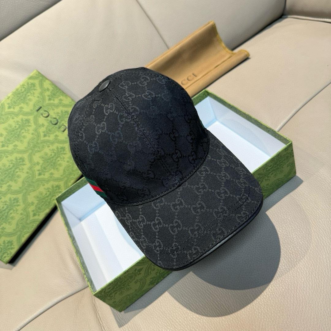 Gucci Original GG Canvas Baseball Hat With Web - FashionPlug