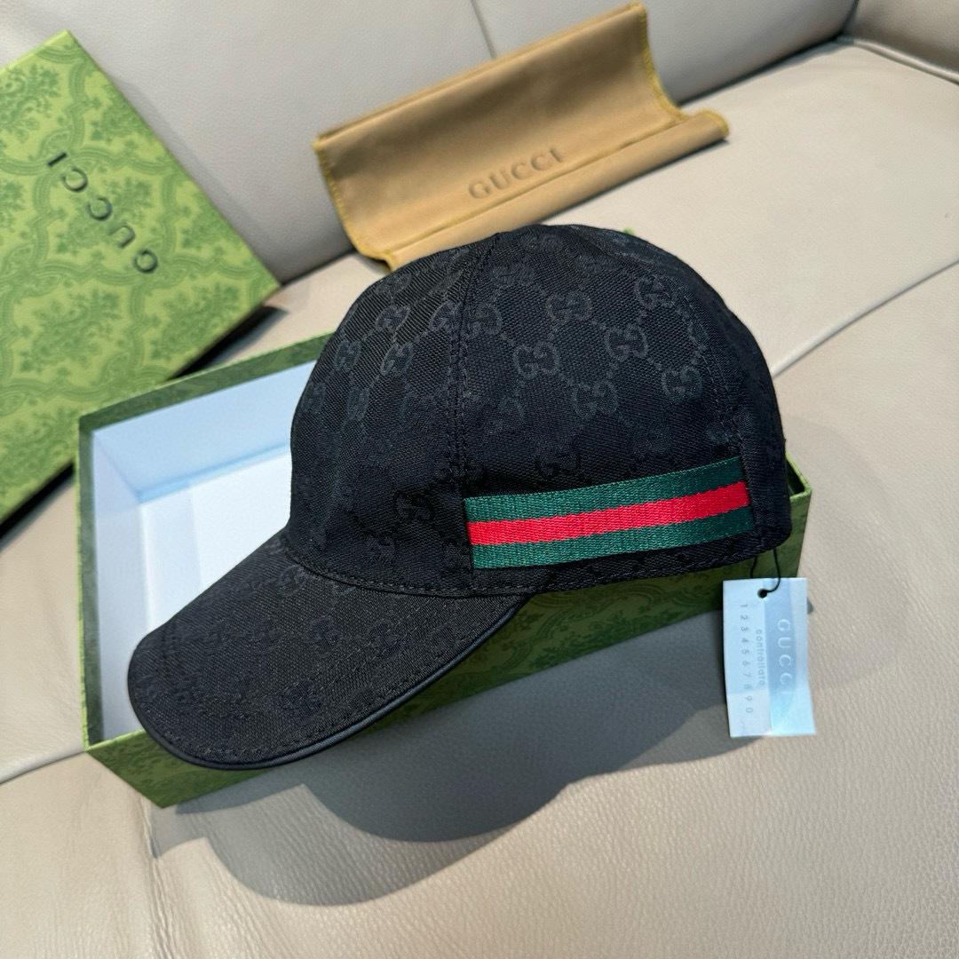 Gucci Original GG Canvas Baseball Hat With Web - FashionPlug
