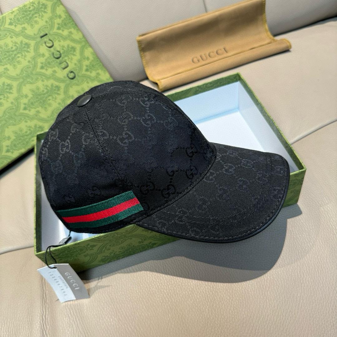 Gucci Original GG Canvas Baseball Hat With Web - FashionPlug