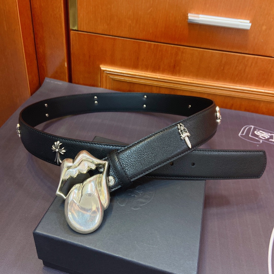Chrome Hearts Leather Belt   - FashionPlug