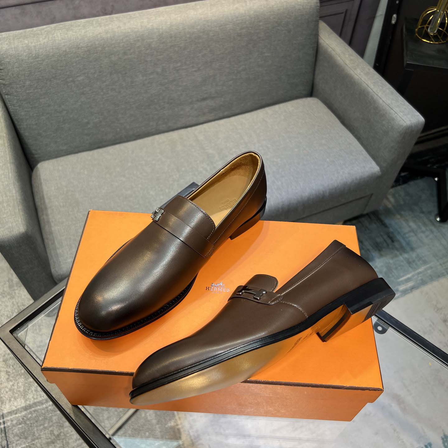 Hermes Leather Loafers  - FashionPlug