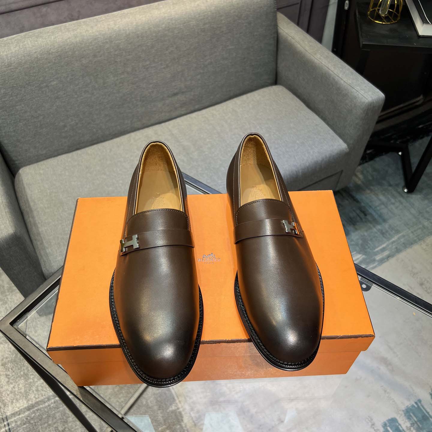 Hermes Leather Loafers  - FashionPlug