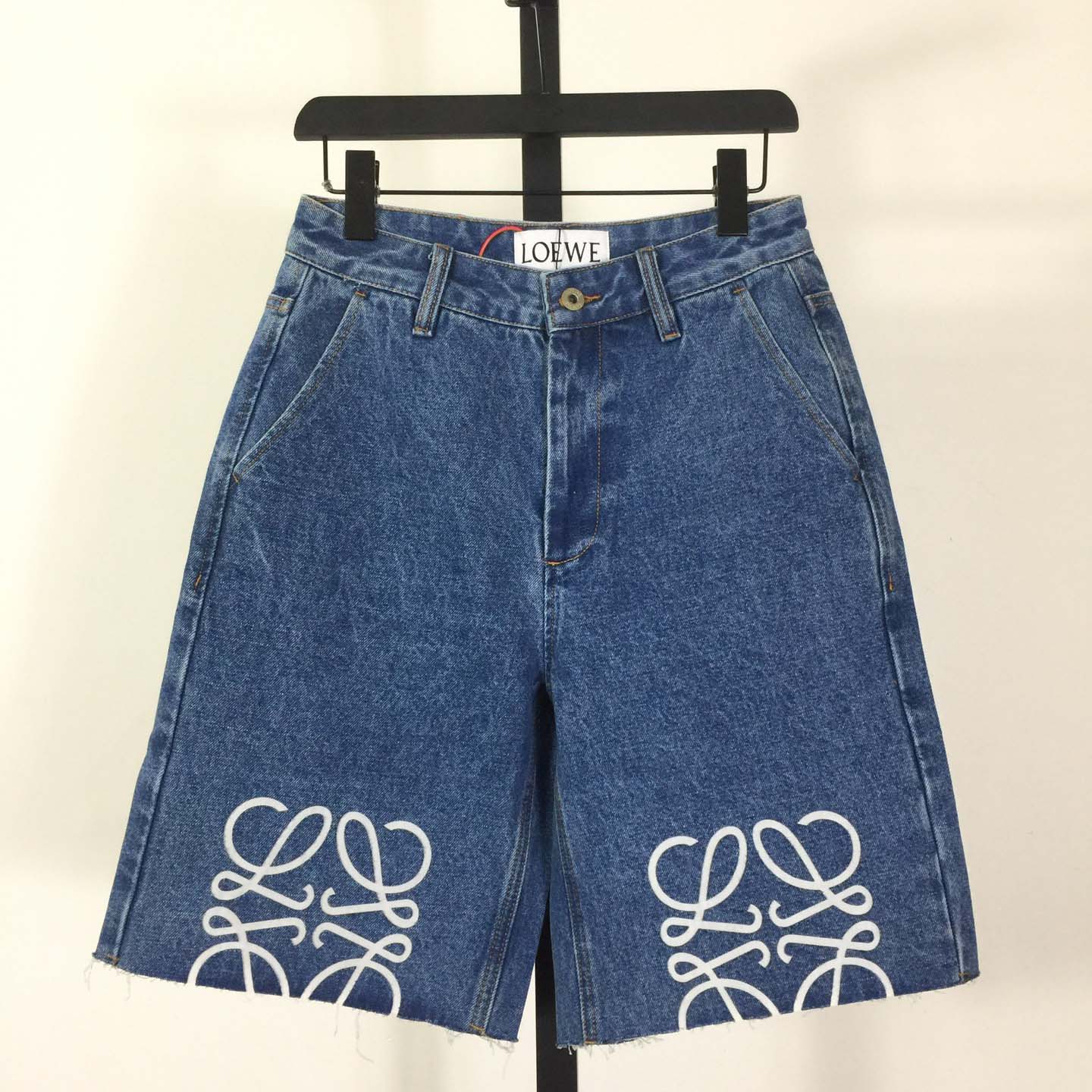 Loewe Anagram Shorts In Denim - FashionPlug
