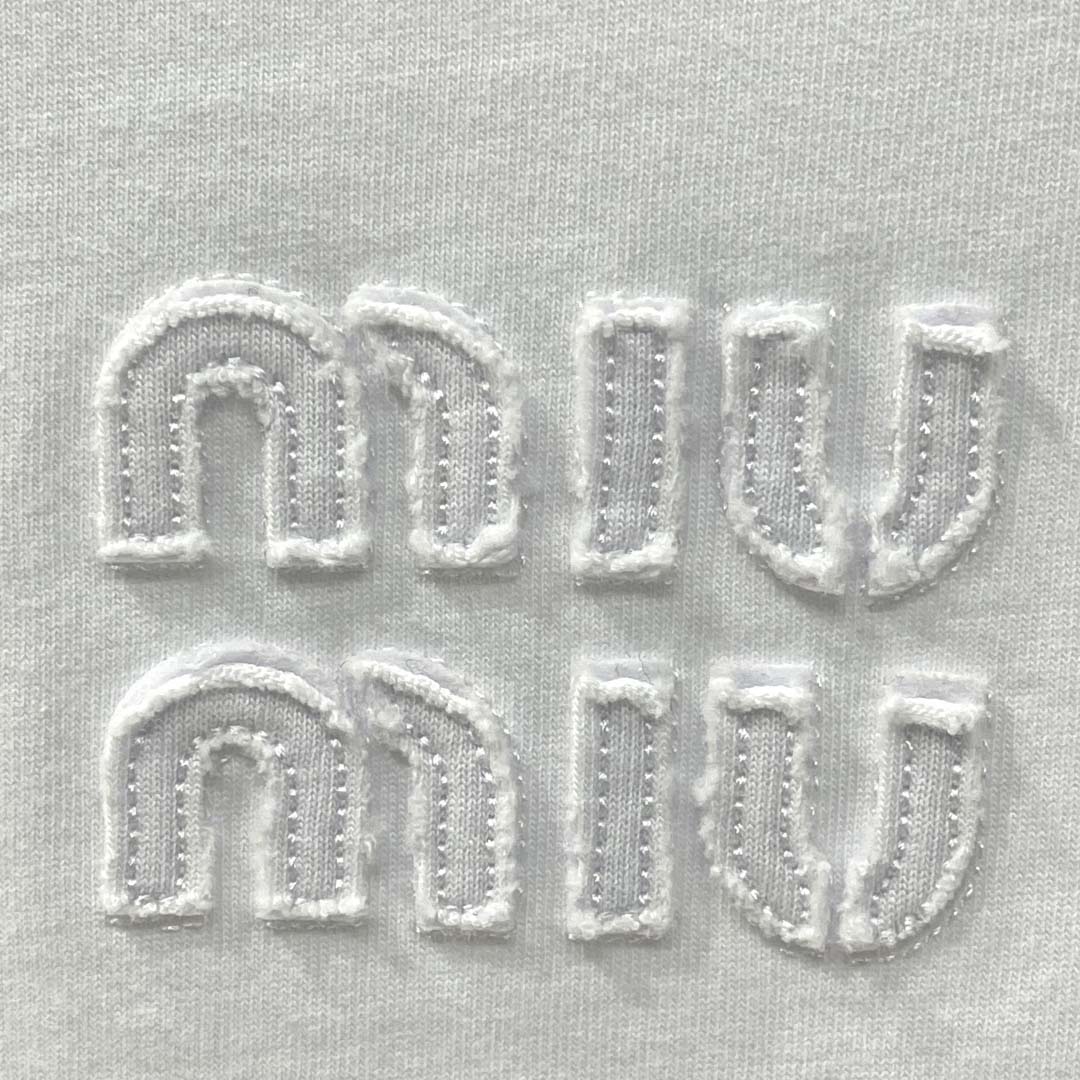 Miu Miu White Cotton Jersey T-shirt  - FashionPlug