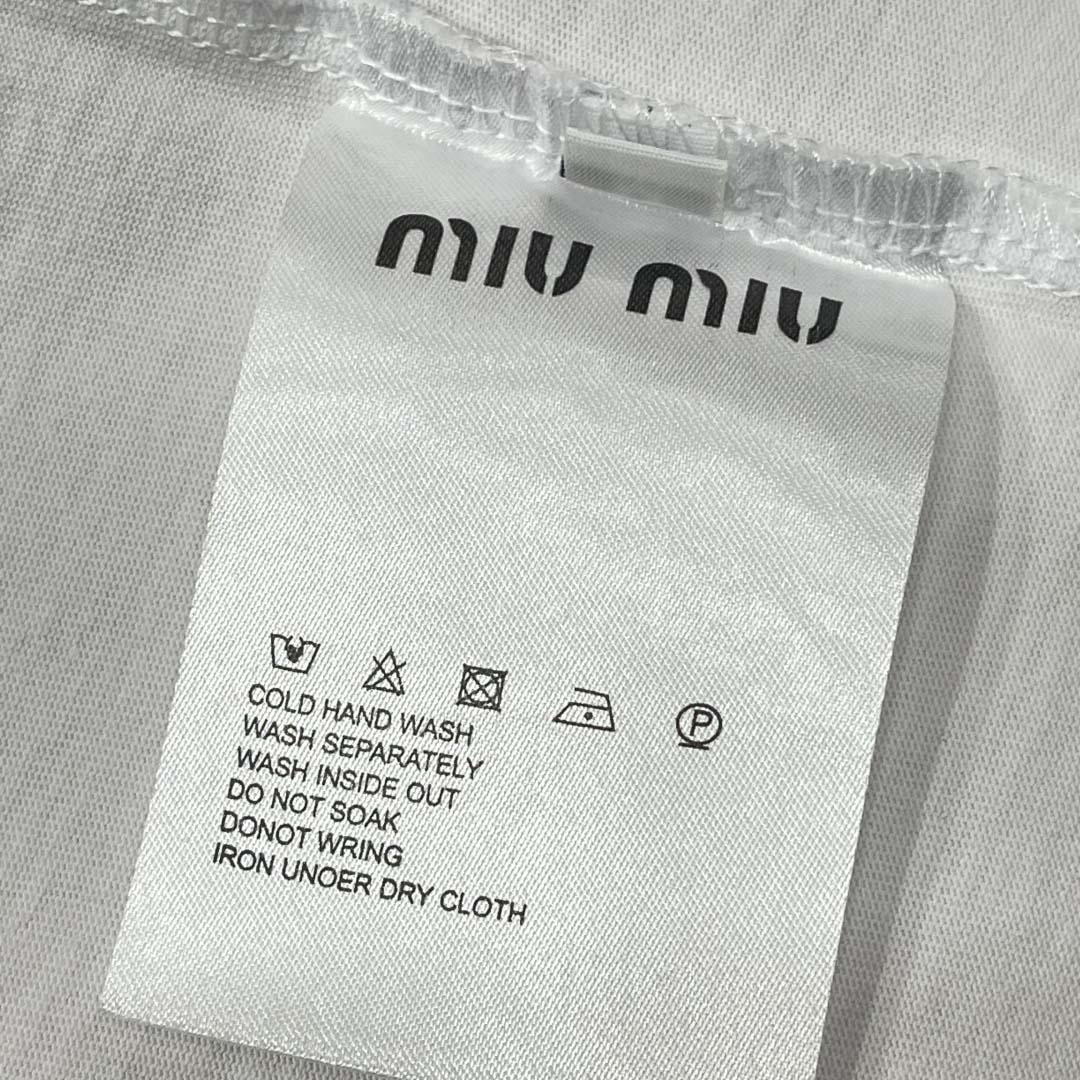 Miu Miu White Cotton Jersey T-shirt  - FashionPlug