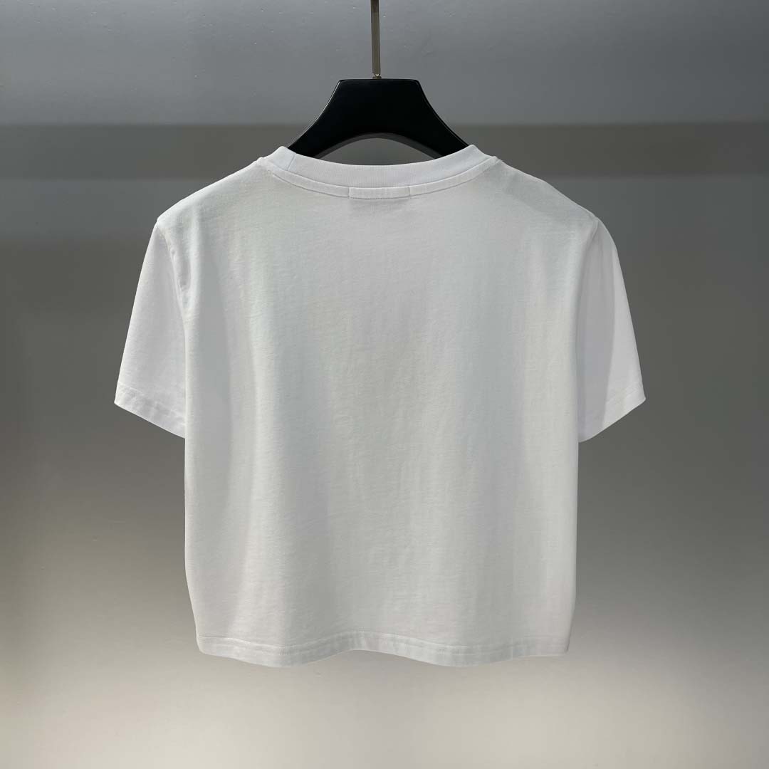 Miu Miu White Cotton Jersey T-shirt  - FashionPlug
