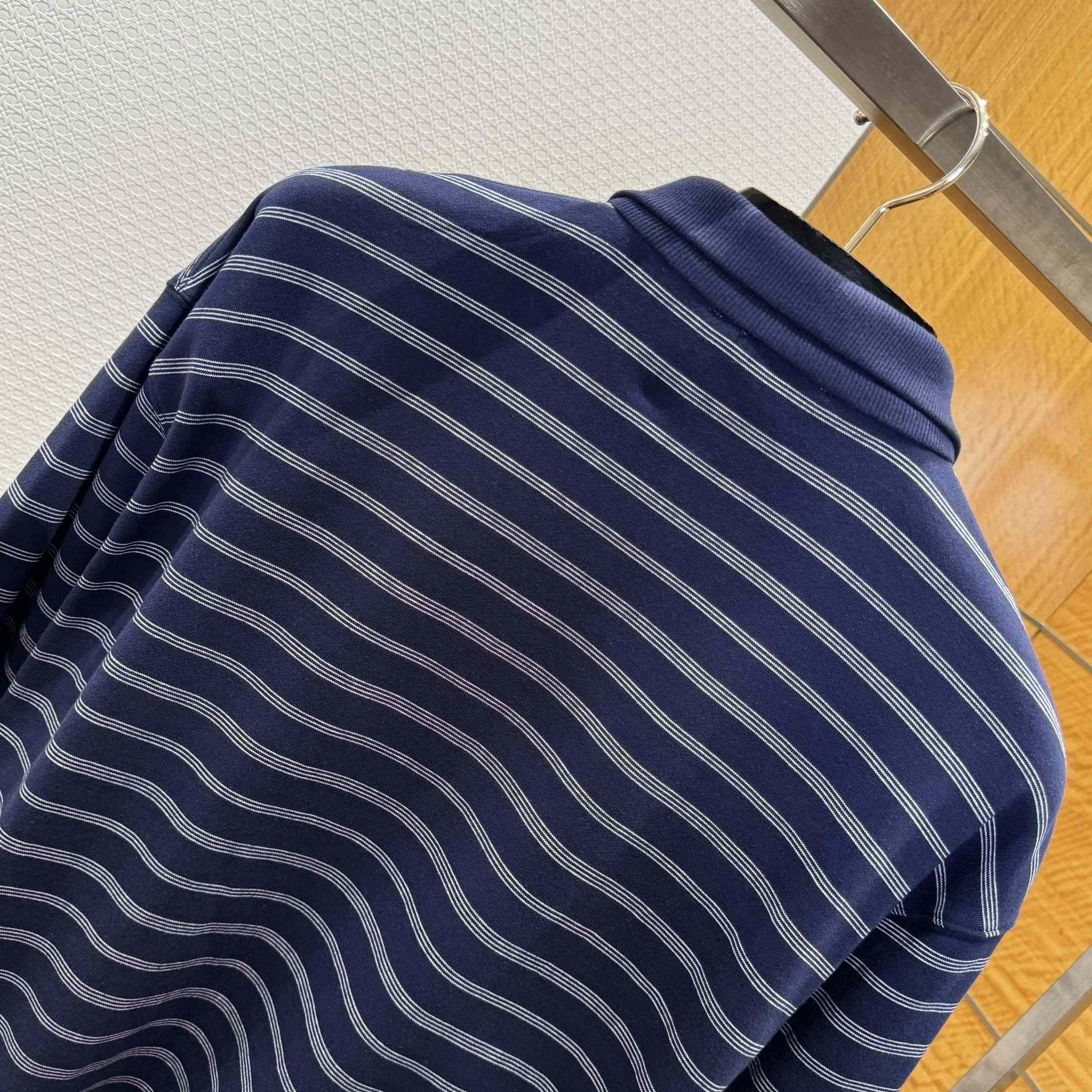 Miu Miu Striped ZIp-Up Polo Shirt - FashionPlug