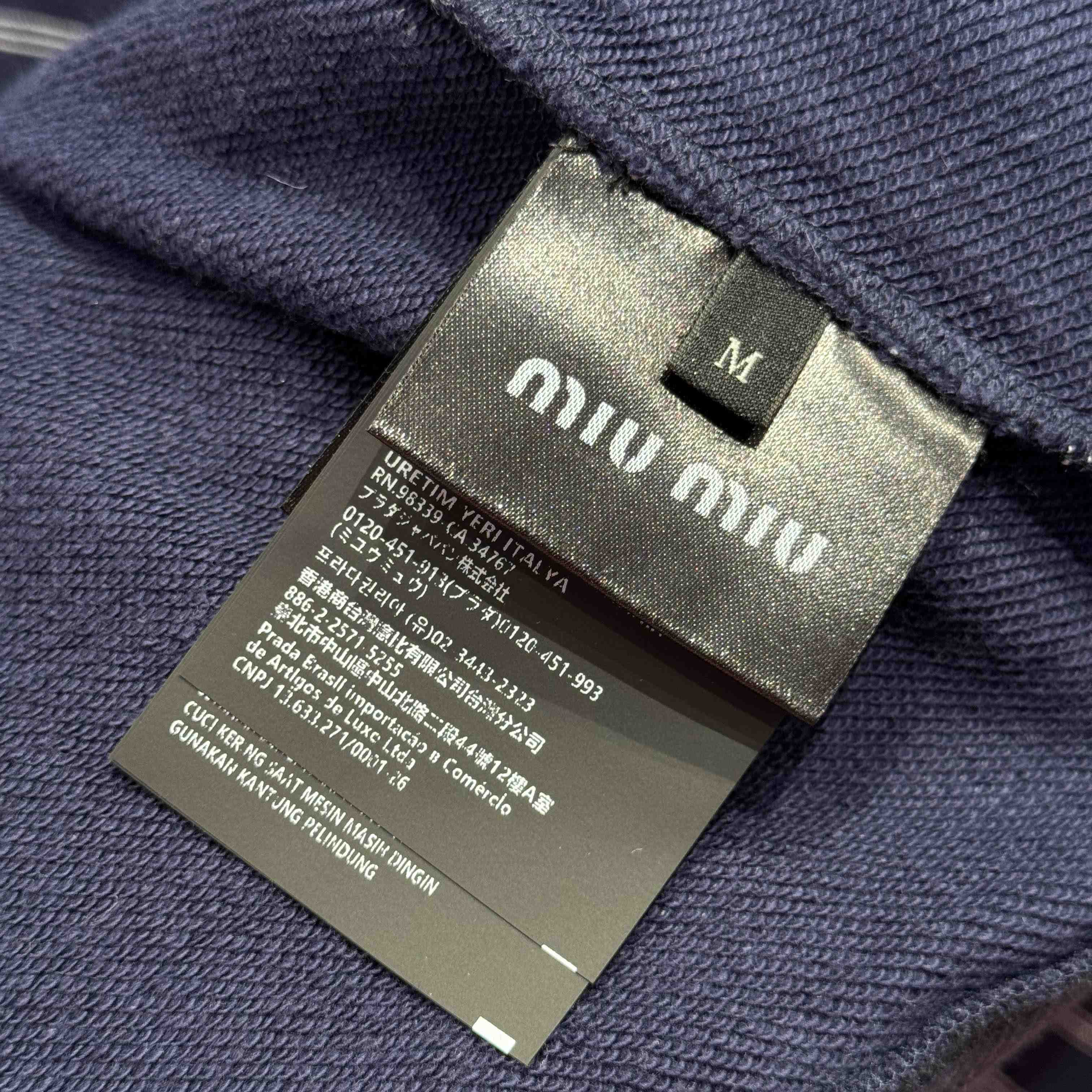 Miu Miu Striped ZIp-Up Polo Shirt - FashionPlug