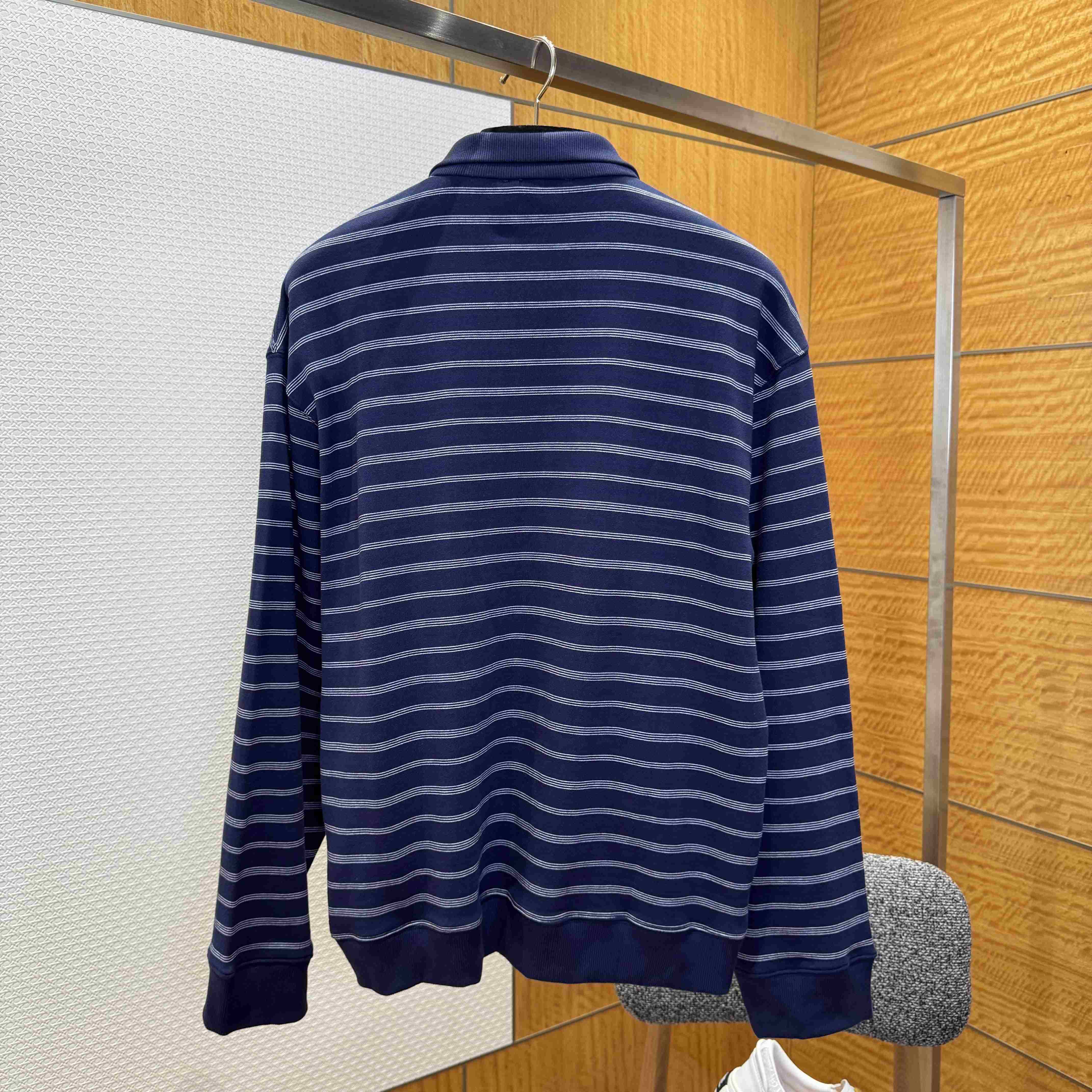 Miu Miu Striped ZIp-Up Polo Shirt - FashionPlug