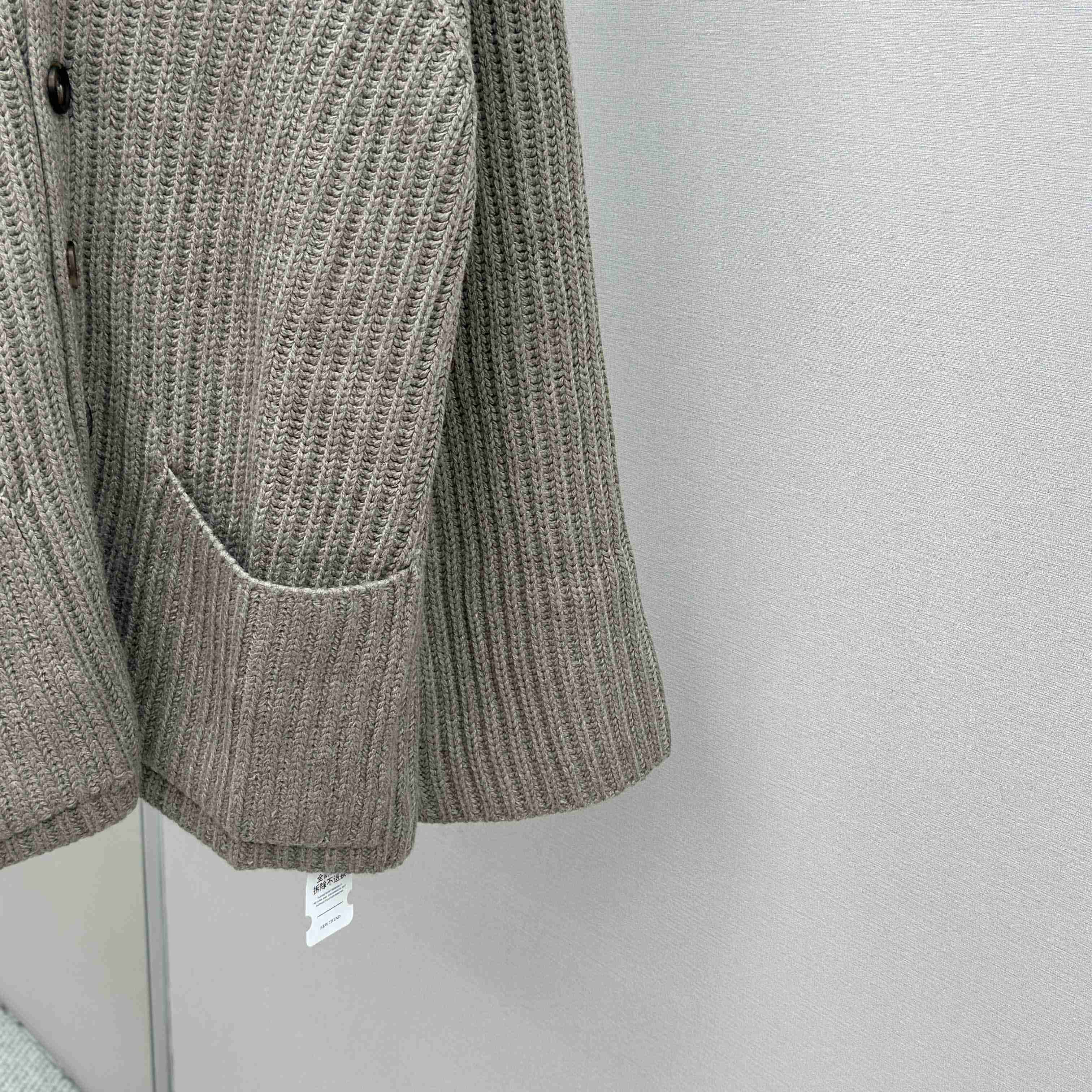 Bottega Veneta Neutral V-Neck Knit Cardigan - FashionPlug