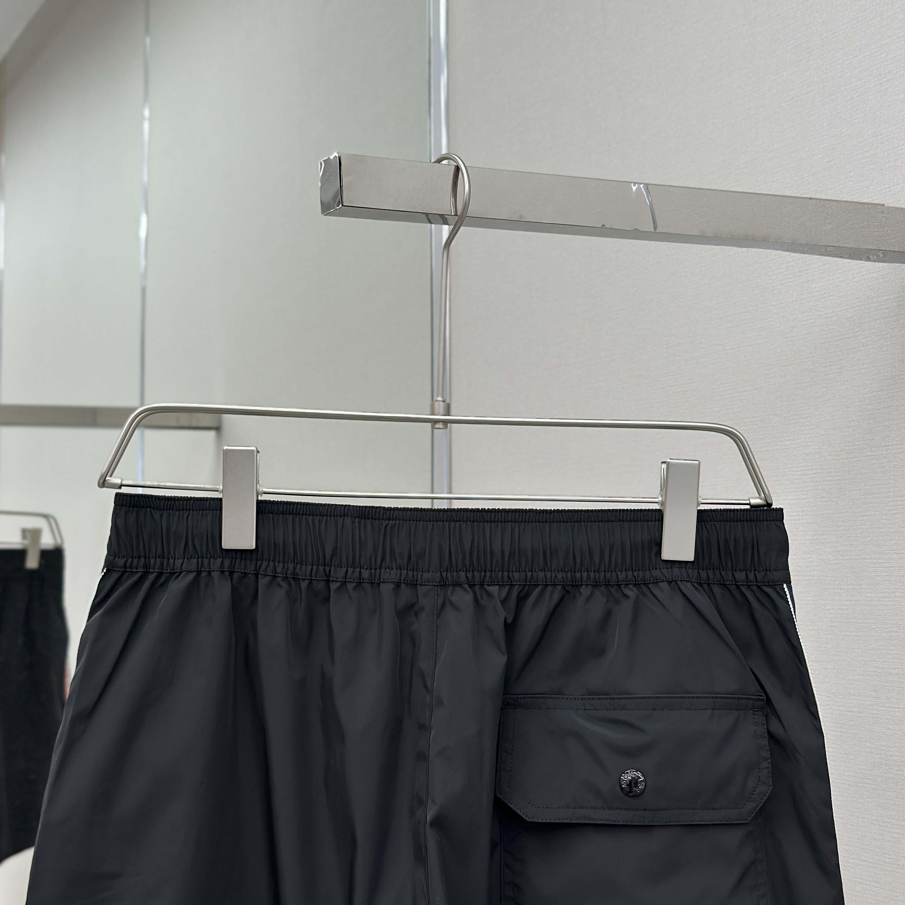 Moncler Black Tricolour-Trimmed Swim Shorts - FashionPlug