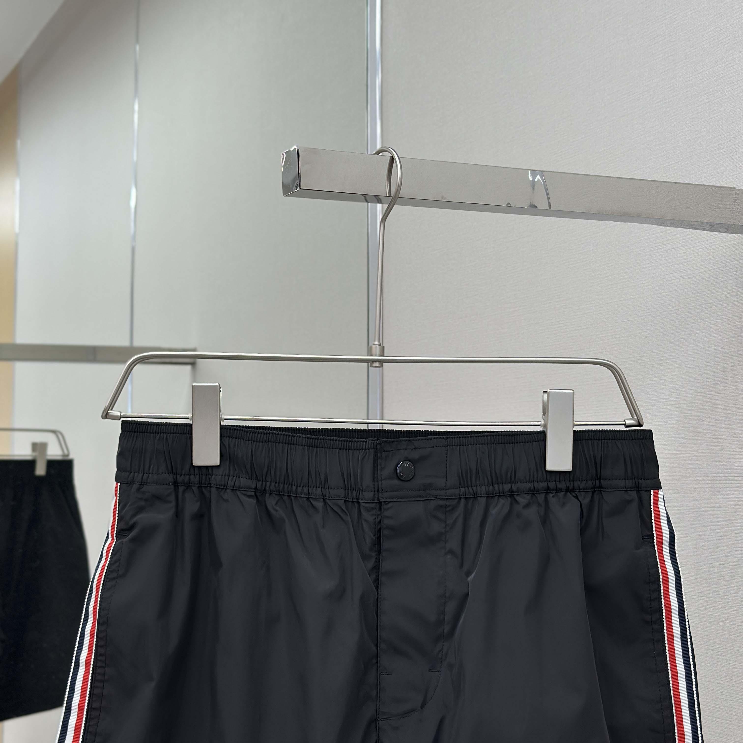 Moncler Black Tricolour-Trimmed Swim Shorts - FashionPlug