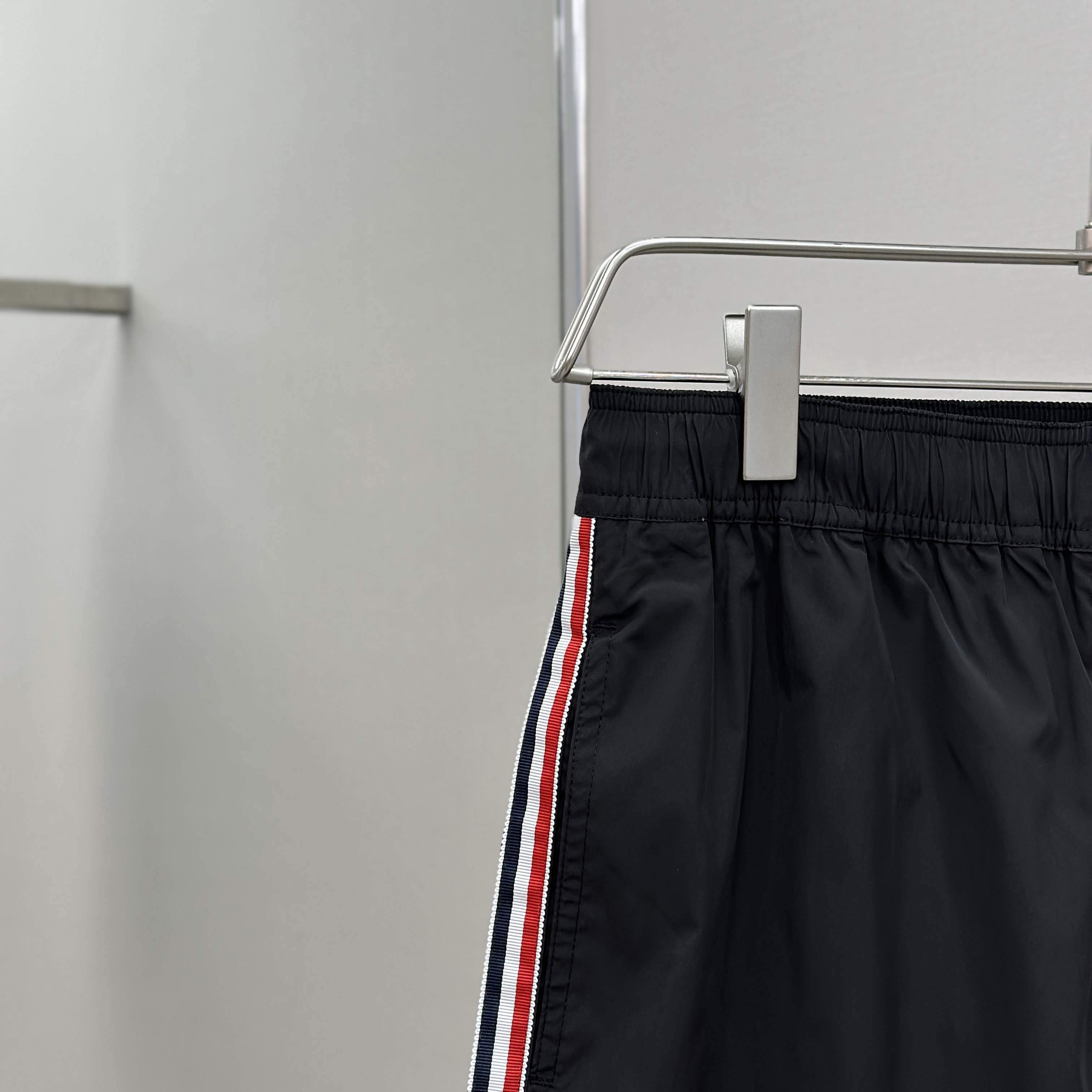 Moncler Black Tricolour-Trimmed Swim Shorts - FashionPlug