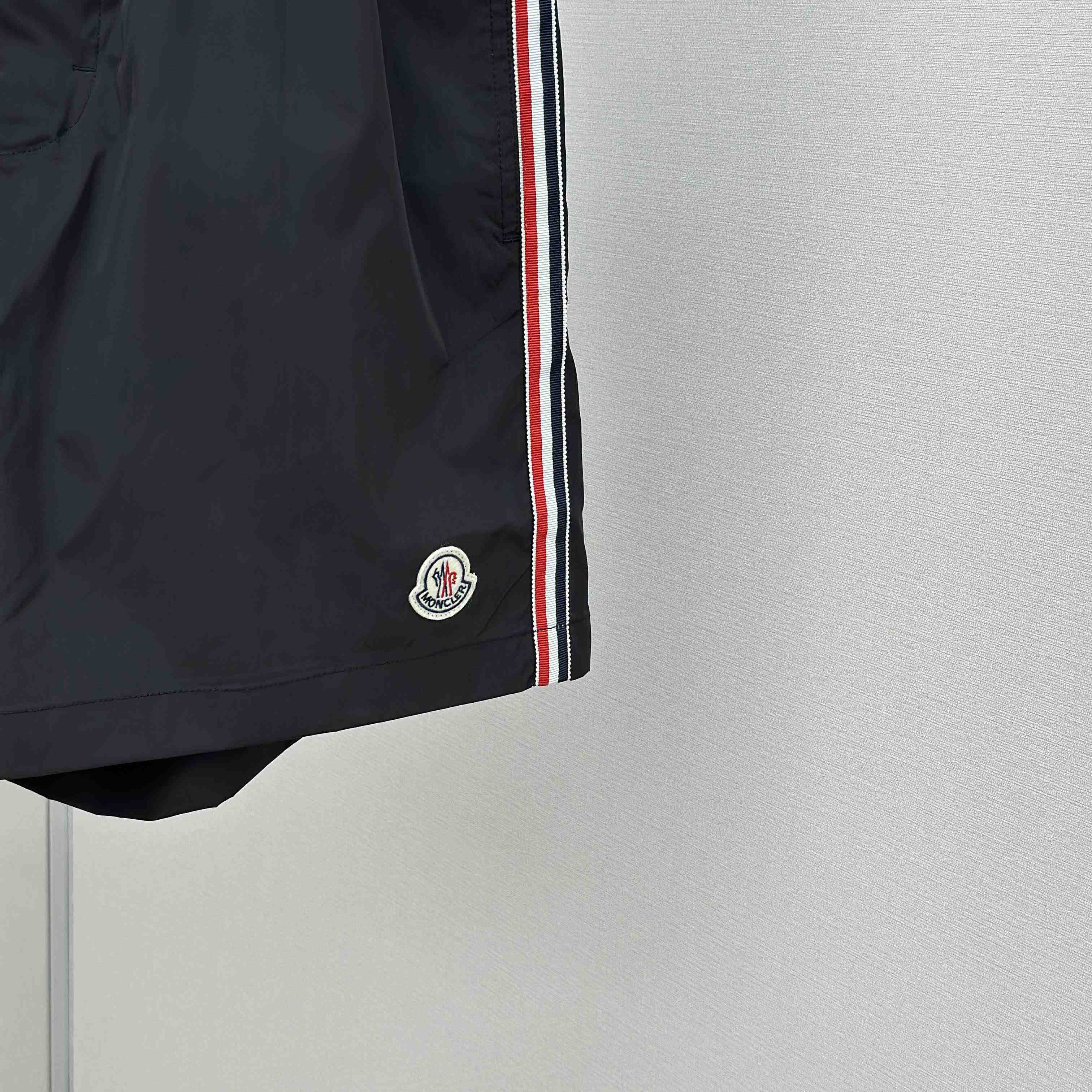 Moncler Black Tricolour-Trimmed Swim Shorts - FashionPlug