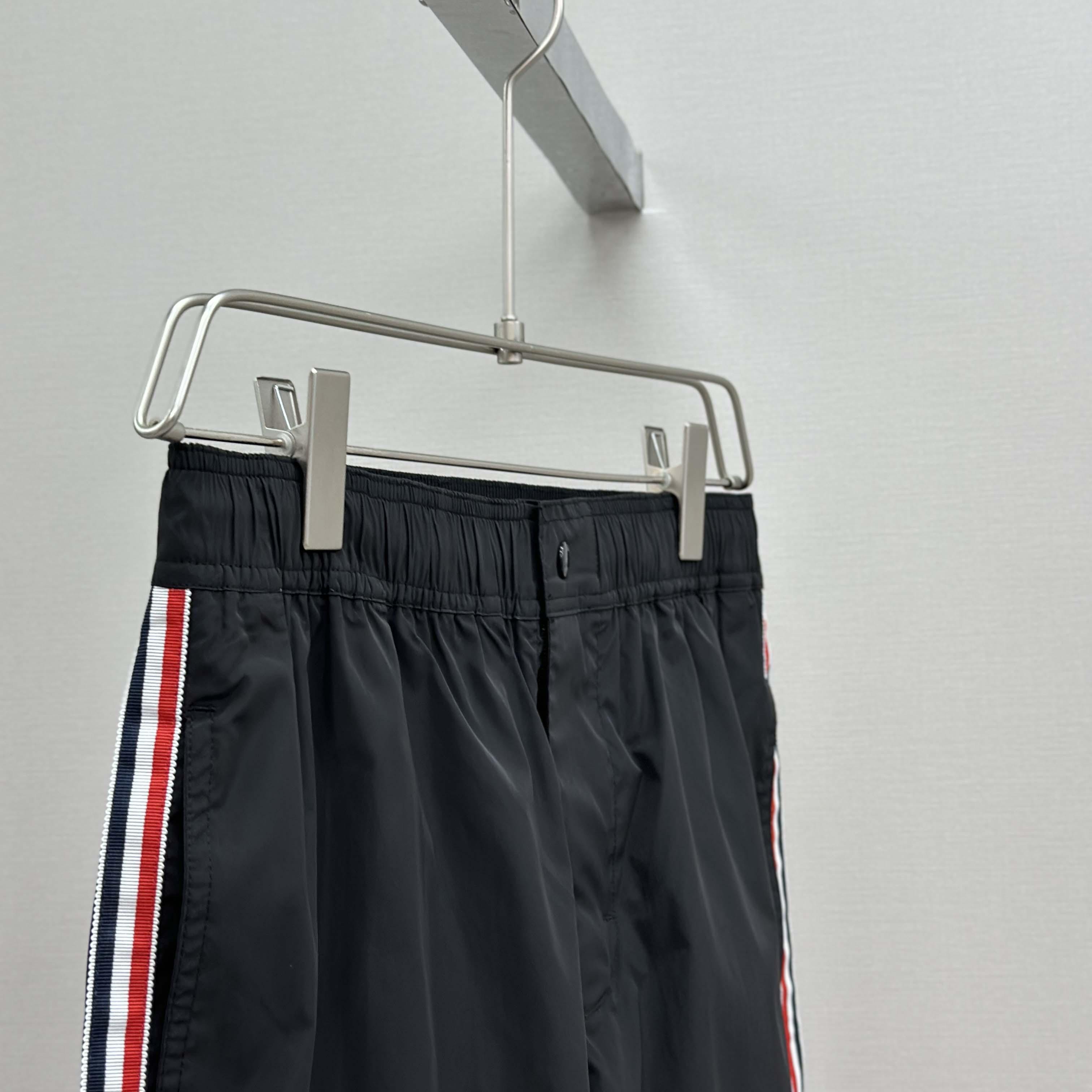 Moncler Black Tricolour-Trimmed Swim Shorts - FashionPlug
