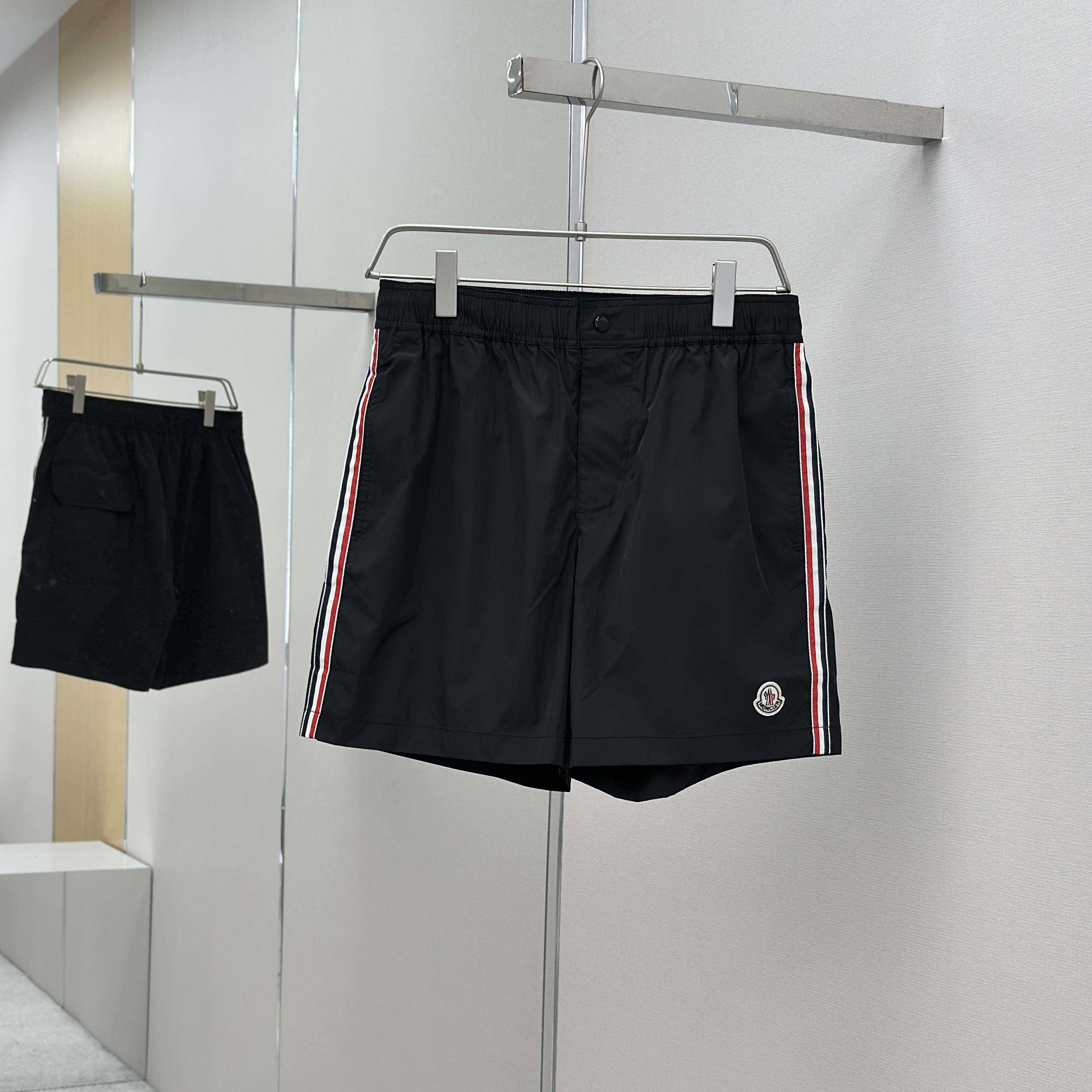 Moncler Black Tricolour-Trimmed Swim Shorts - FashionPlug