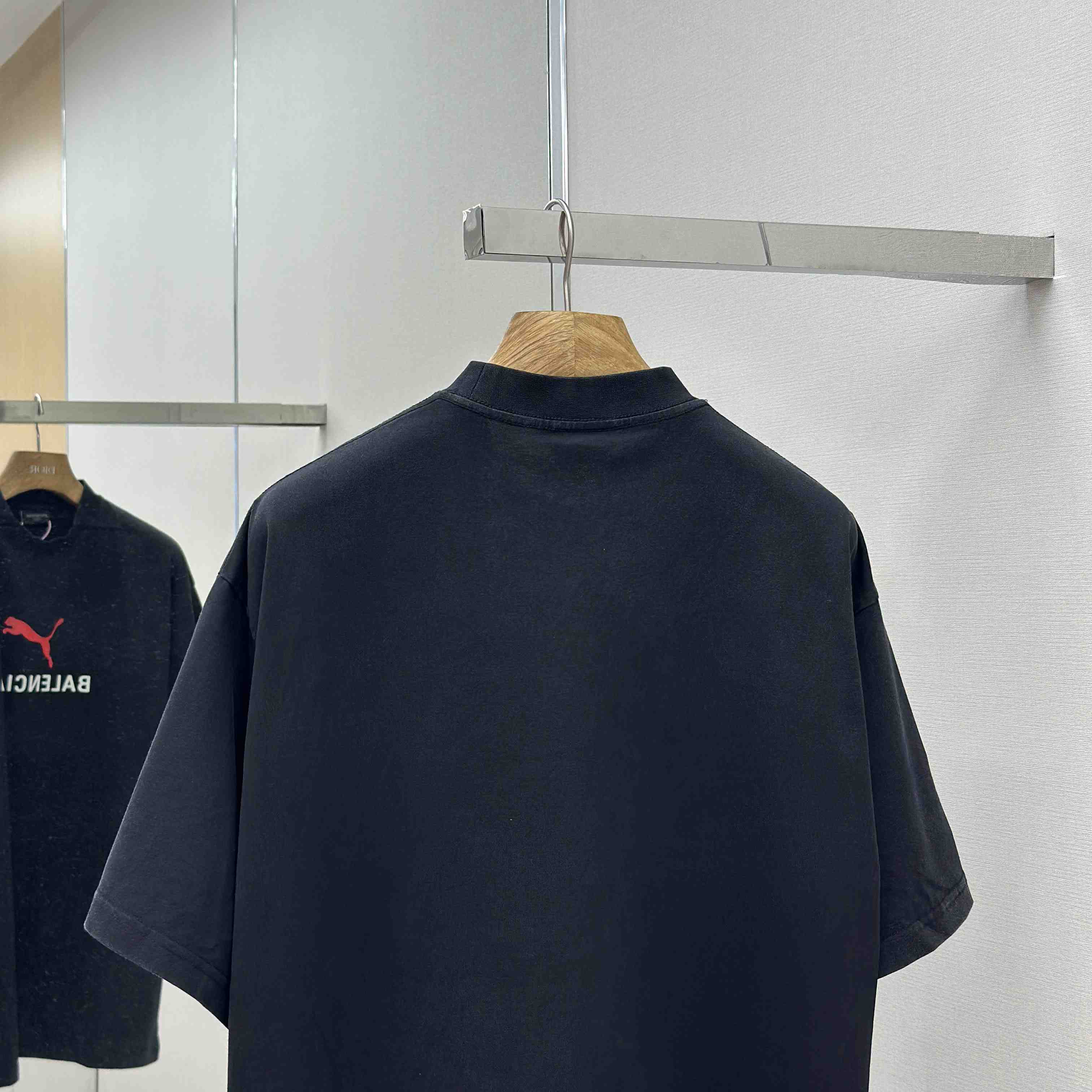 Balenciaga I PUMA Oversized T-Shirt in faded washed black dry jersey - FashionPlug