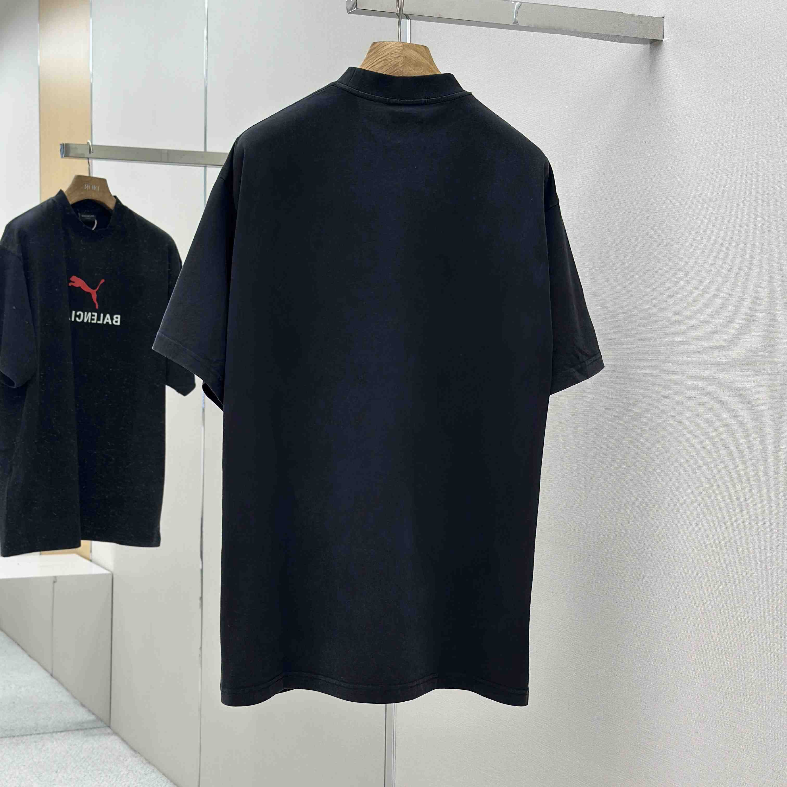 Balenciaga I PUMA Oversized T-Shirt in faded washed black dry jersey - FashionPlug