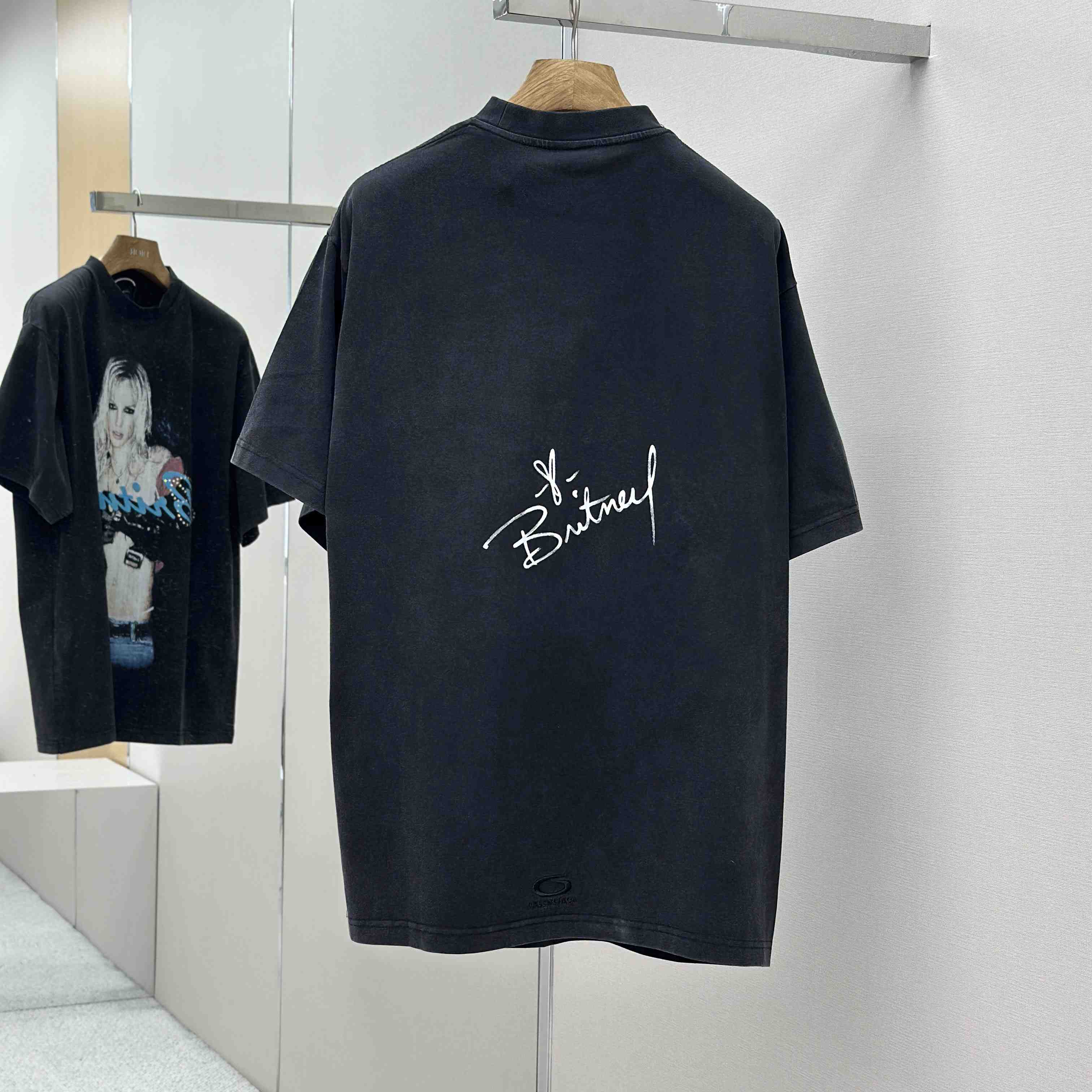 Balenciaga Music | Britney Spears Series Oversized T-Shirt In Faded Black - FashionPlug