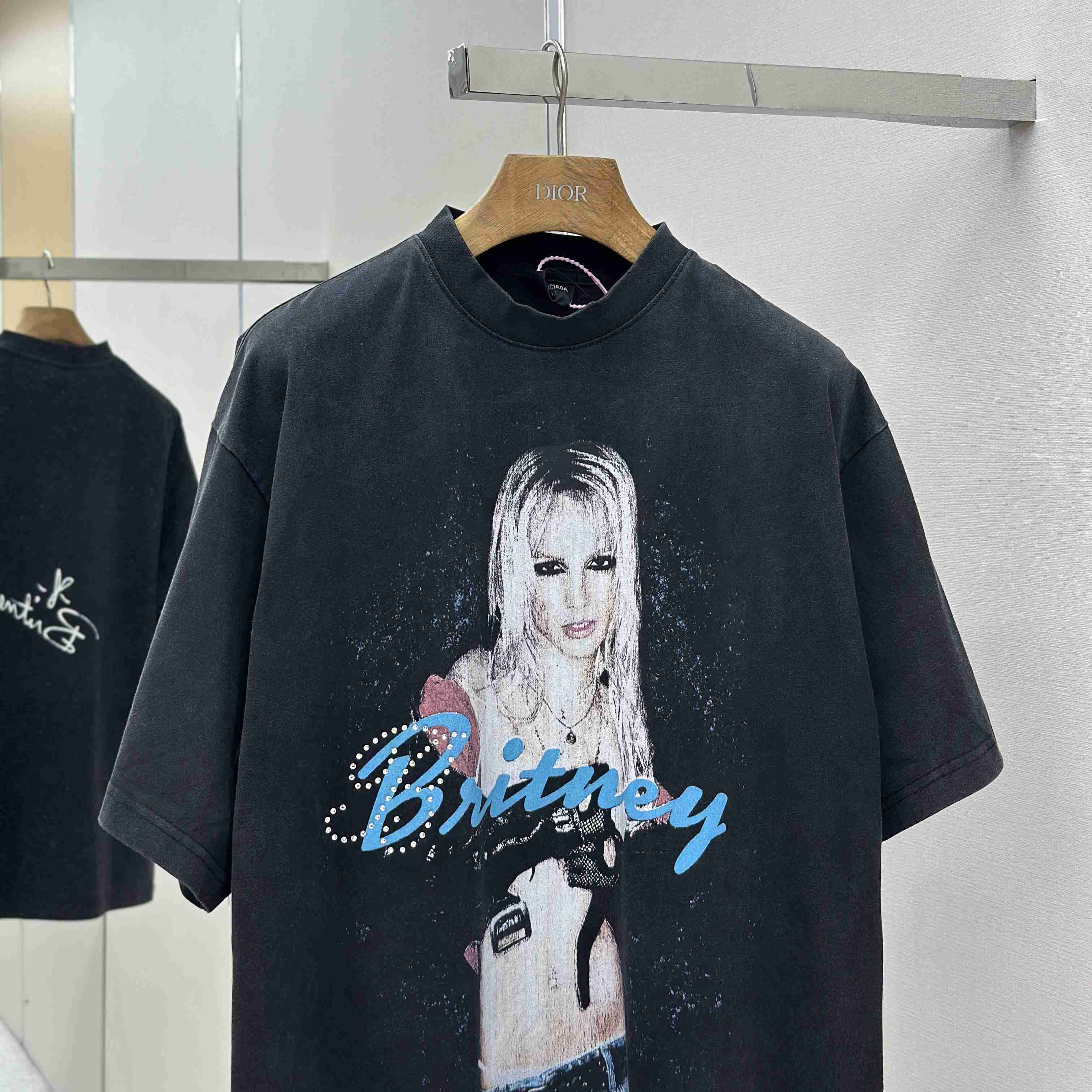 Balenciaga Music | Britney Spears Series Oversized T-Shirt In Faded Black - FashionPlug