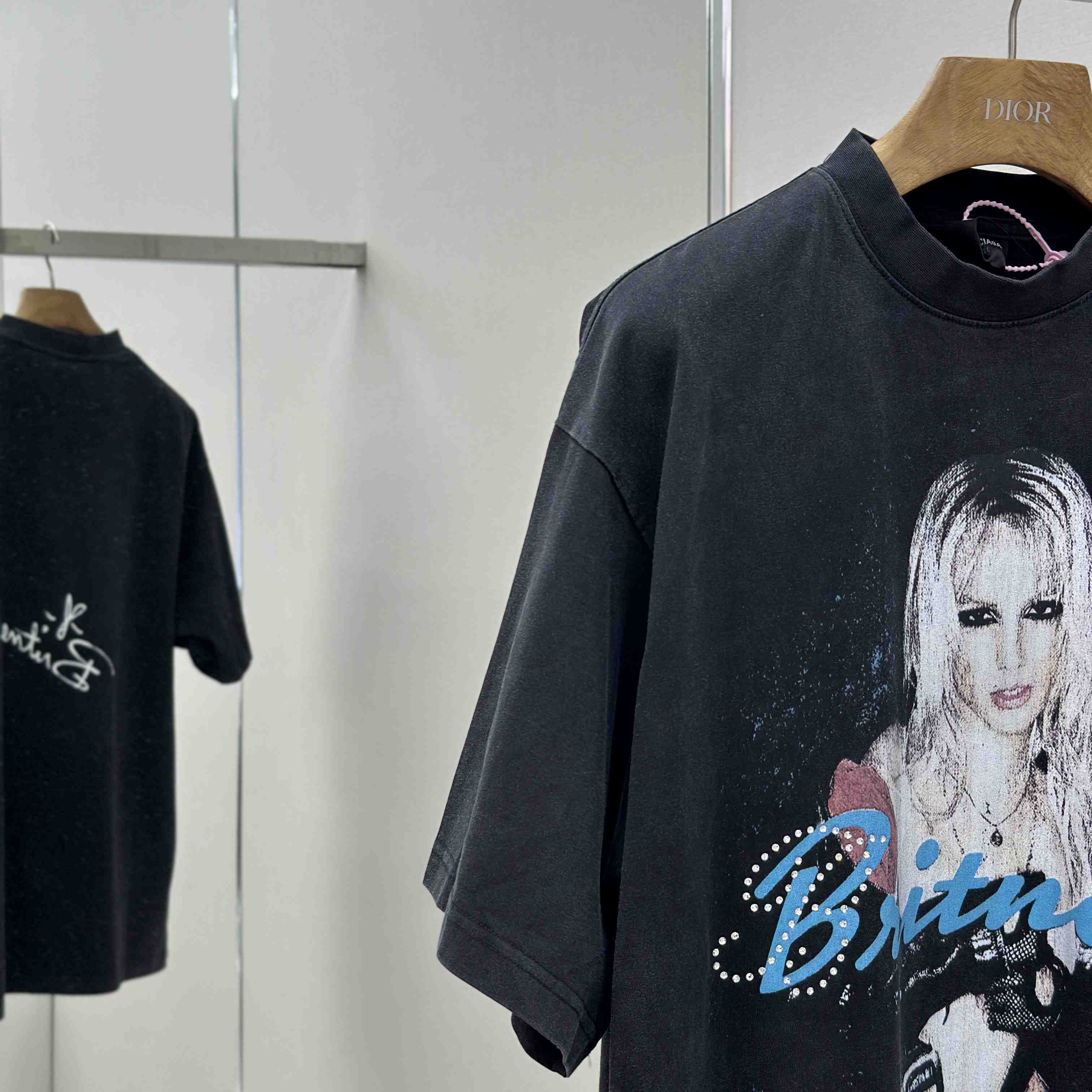 Balenciaga Music | Britney Spears Series Oversized T-Shirt In Faded Black - FashionPlug