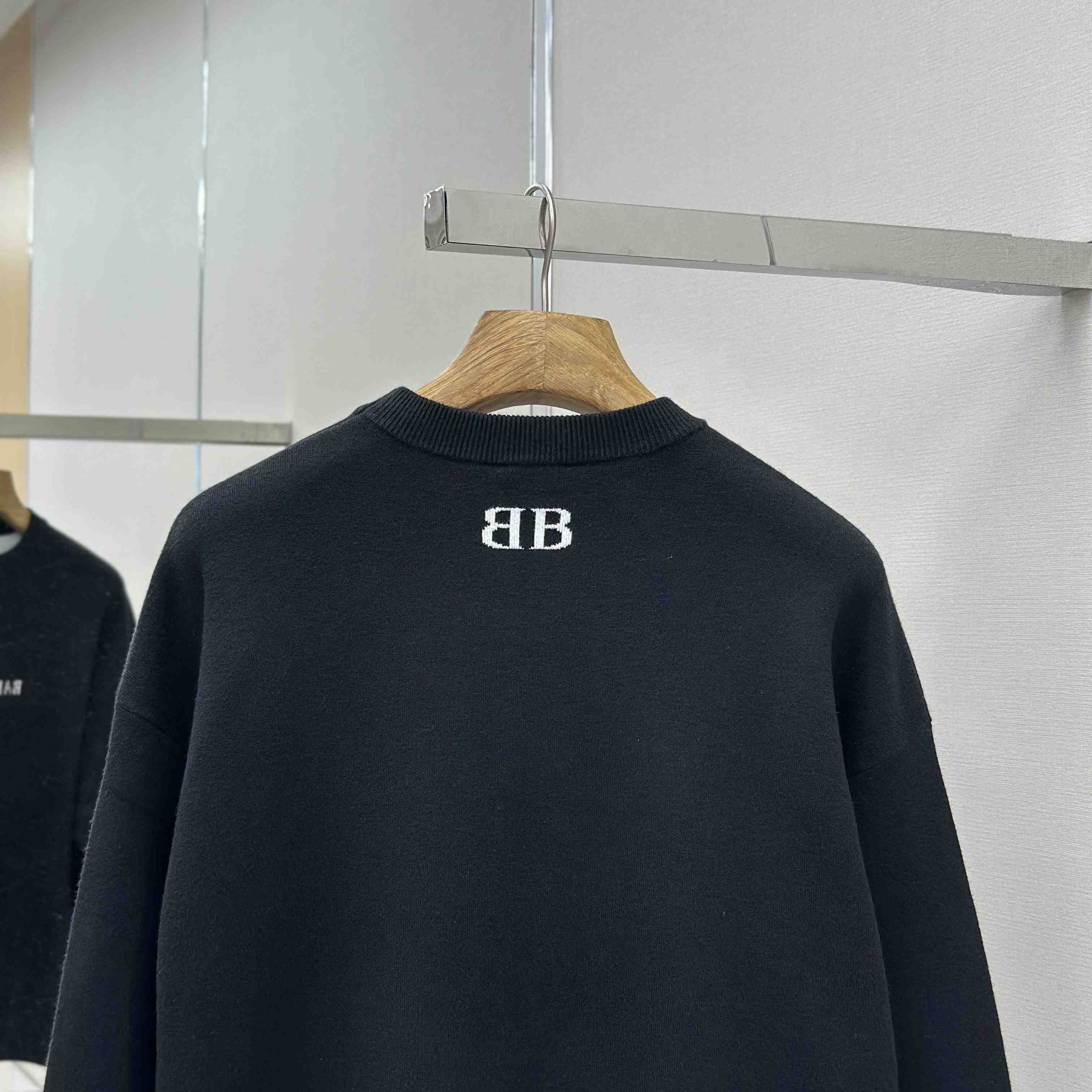 Balenciaga Crewneck Sweater In Black And White Wool Knit - FashionPlug