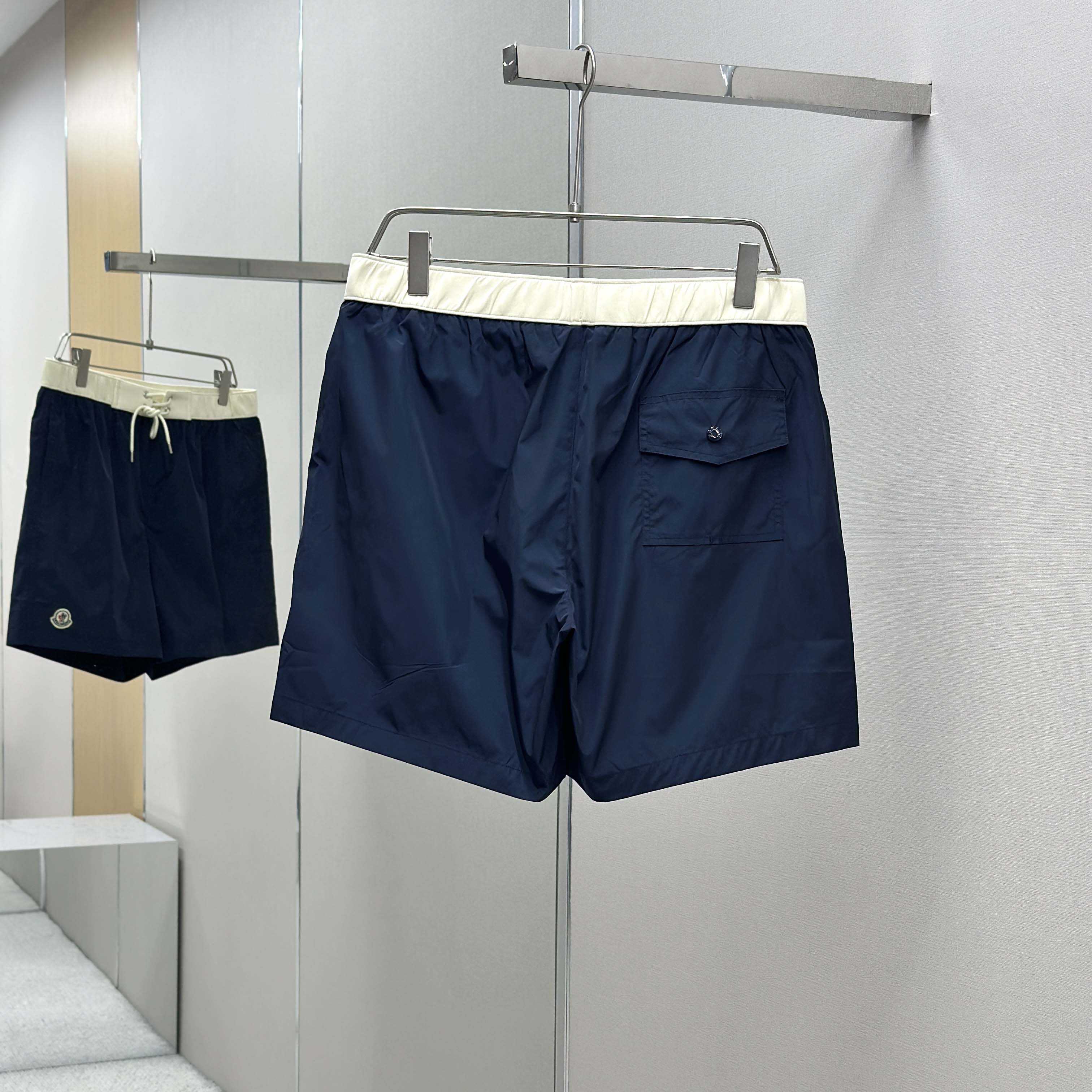 Moncler Logo Patch Swim Shorts - FashionPlug