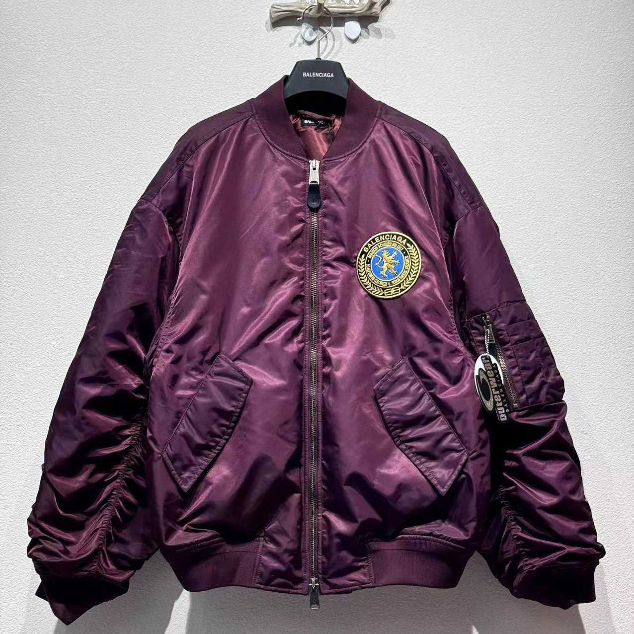 Balenciaga Bomber Jacket Large Fit In Dark Purple - FashionPlug