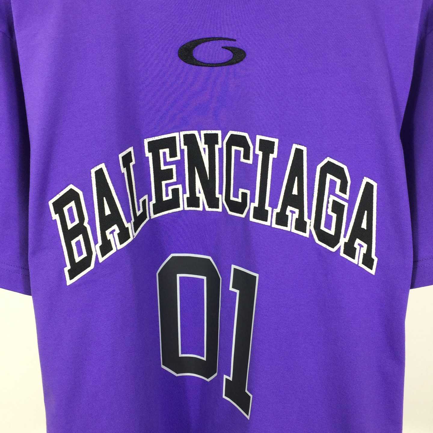 Balenciaga Basketball Series - Oversized T-Shirt In Deep Purple Vintage Jersey - FashionPlug
