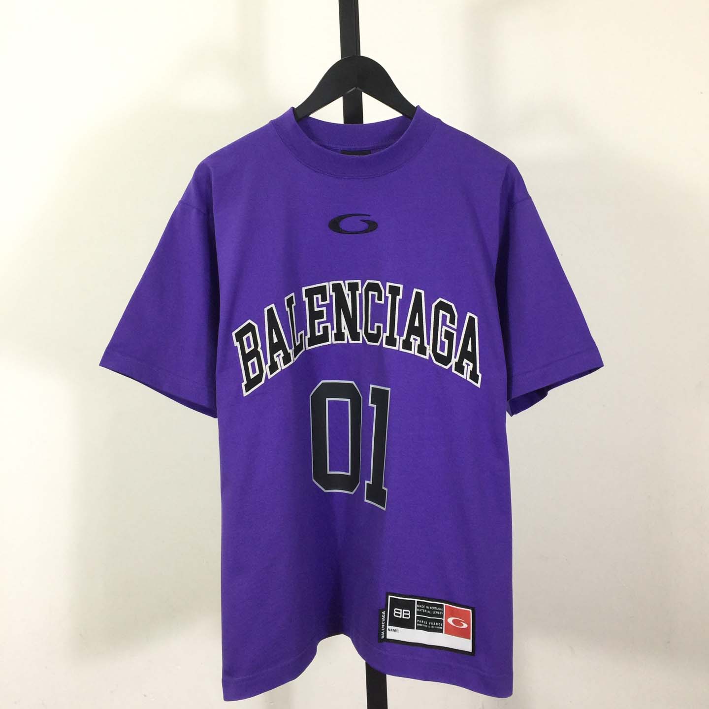 Balenciaga Basketball Series - Oversized T-Shirt In Deep Purple Vintage Jersey - FashionPlug