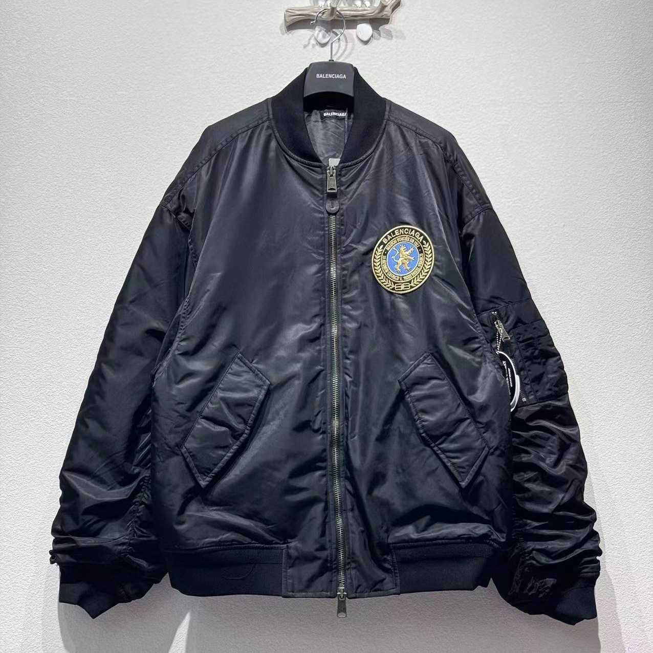Balenciaga Bomber Jacket Large Fit In Black - FashionPlug