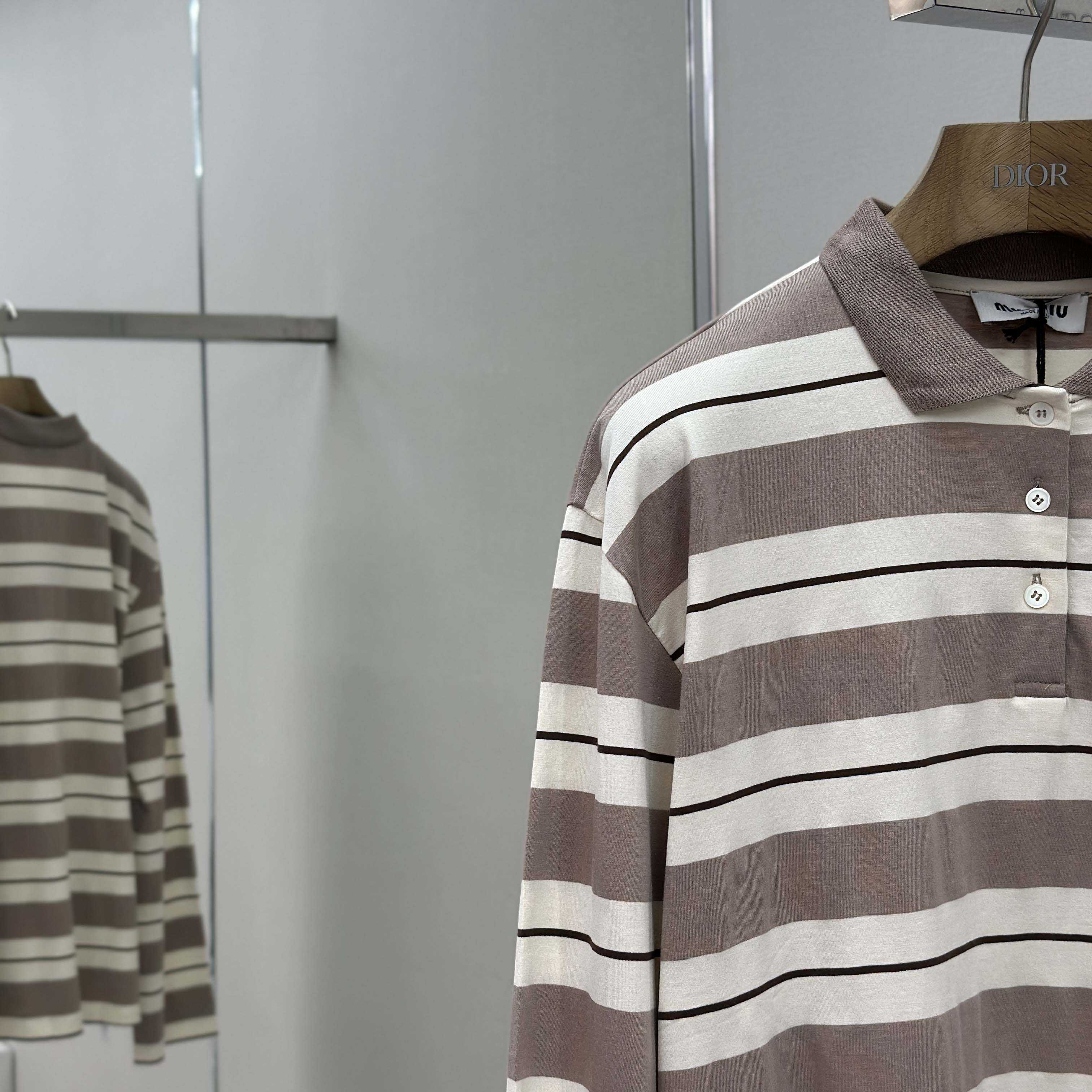 Miu Miu Striped Polo Shirt - FashionPlug